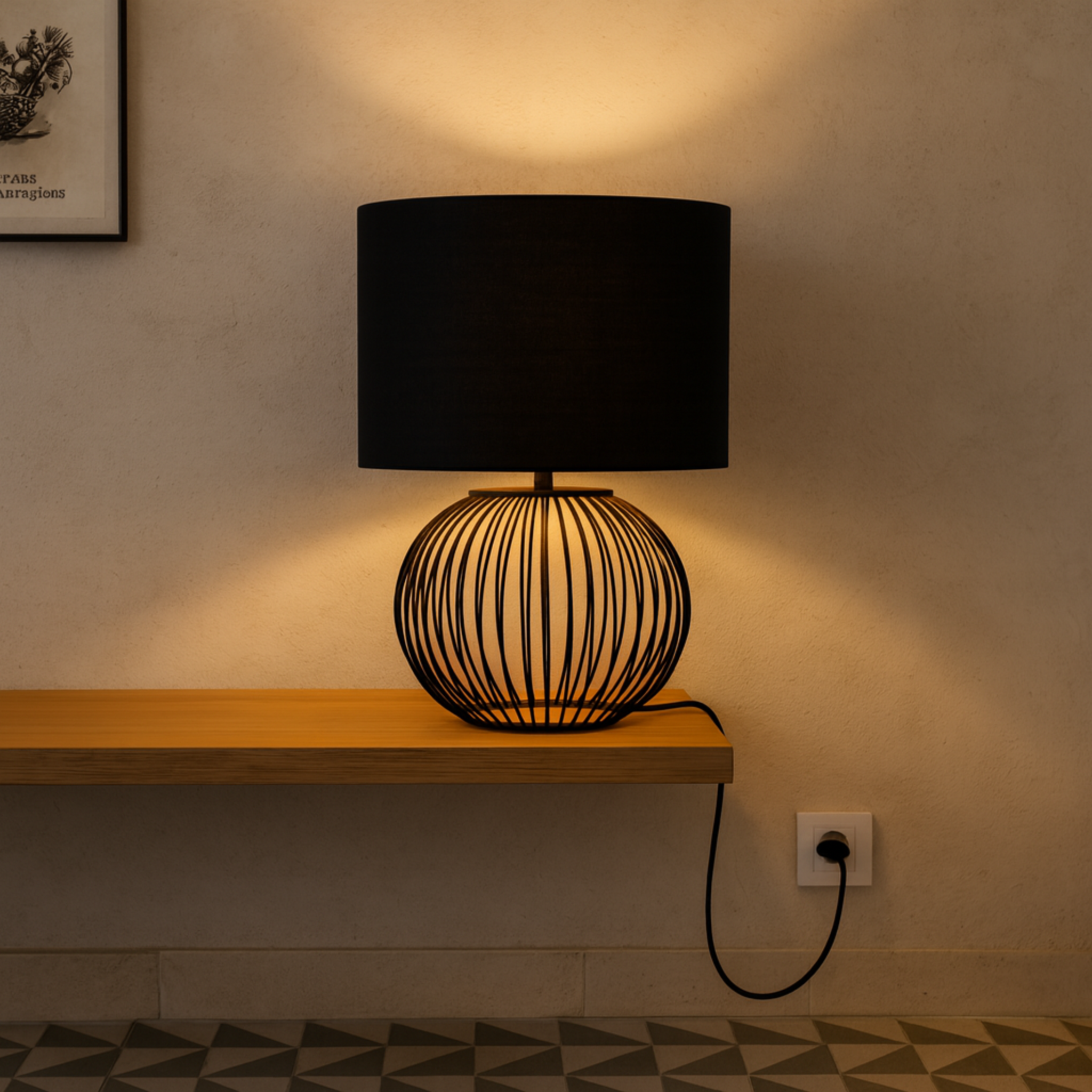 Veilleuse Métallique Noire Tunisie | Lampe de Chevet | Fiolla Home