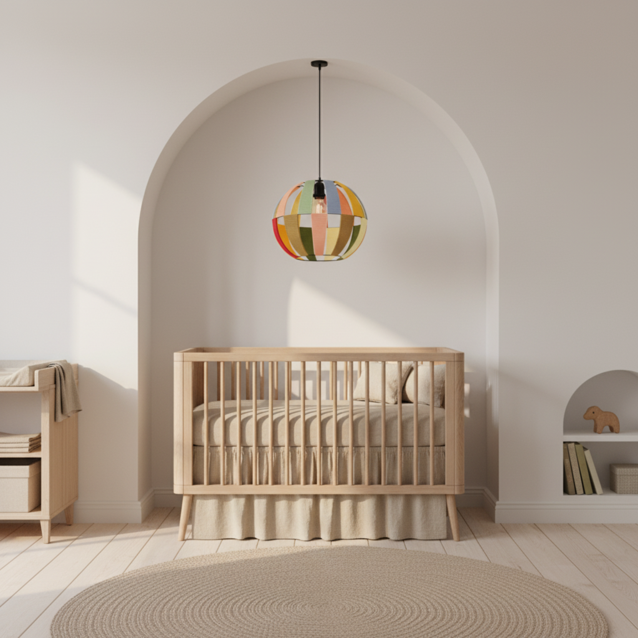 Suspension Sphérique Multicolore | Fibres Artisanales | Tunisie