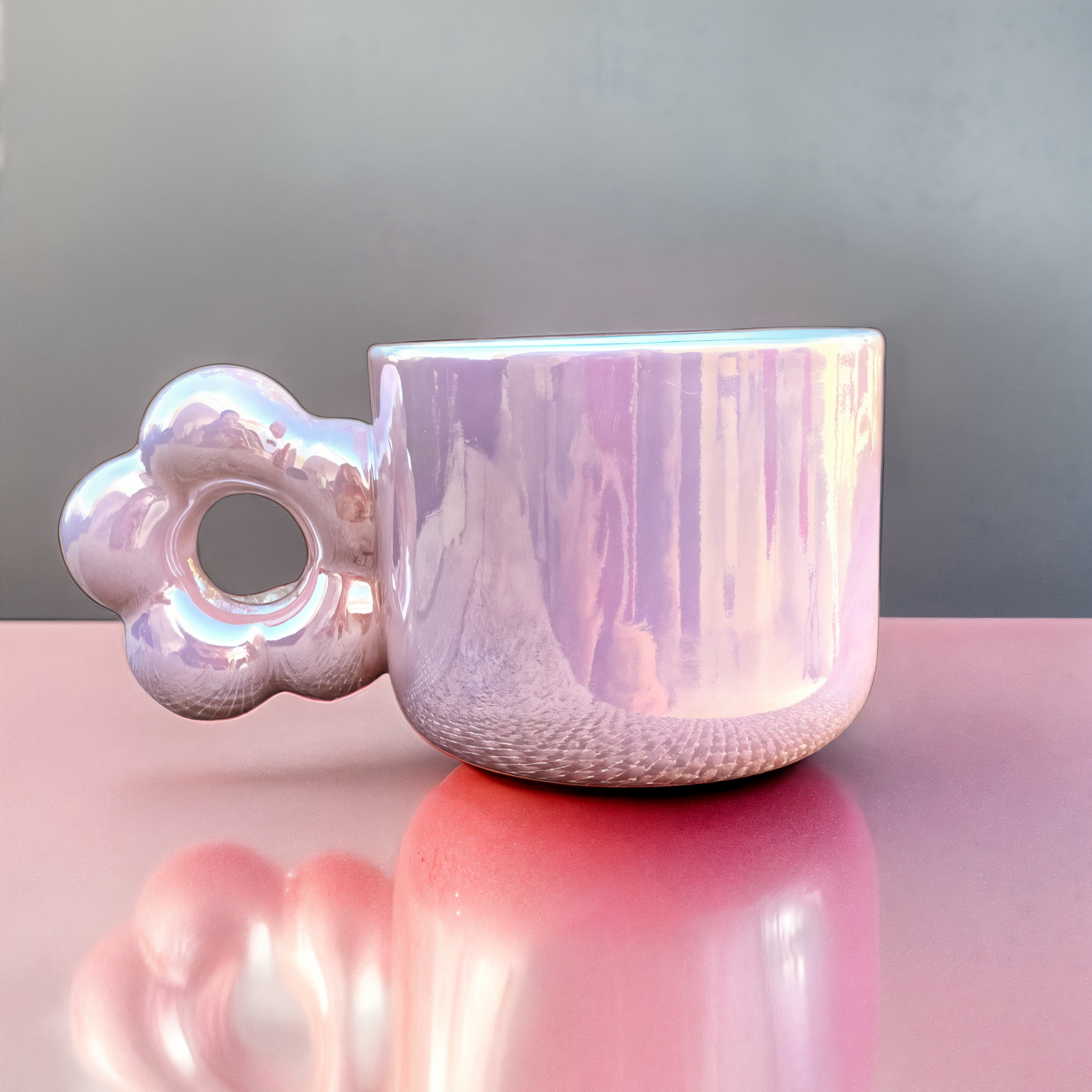 Mug Céramique Brillant avec Anse Fleur | Élégance et Style | Fiolla Home