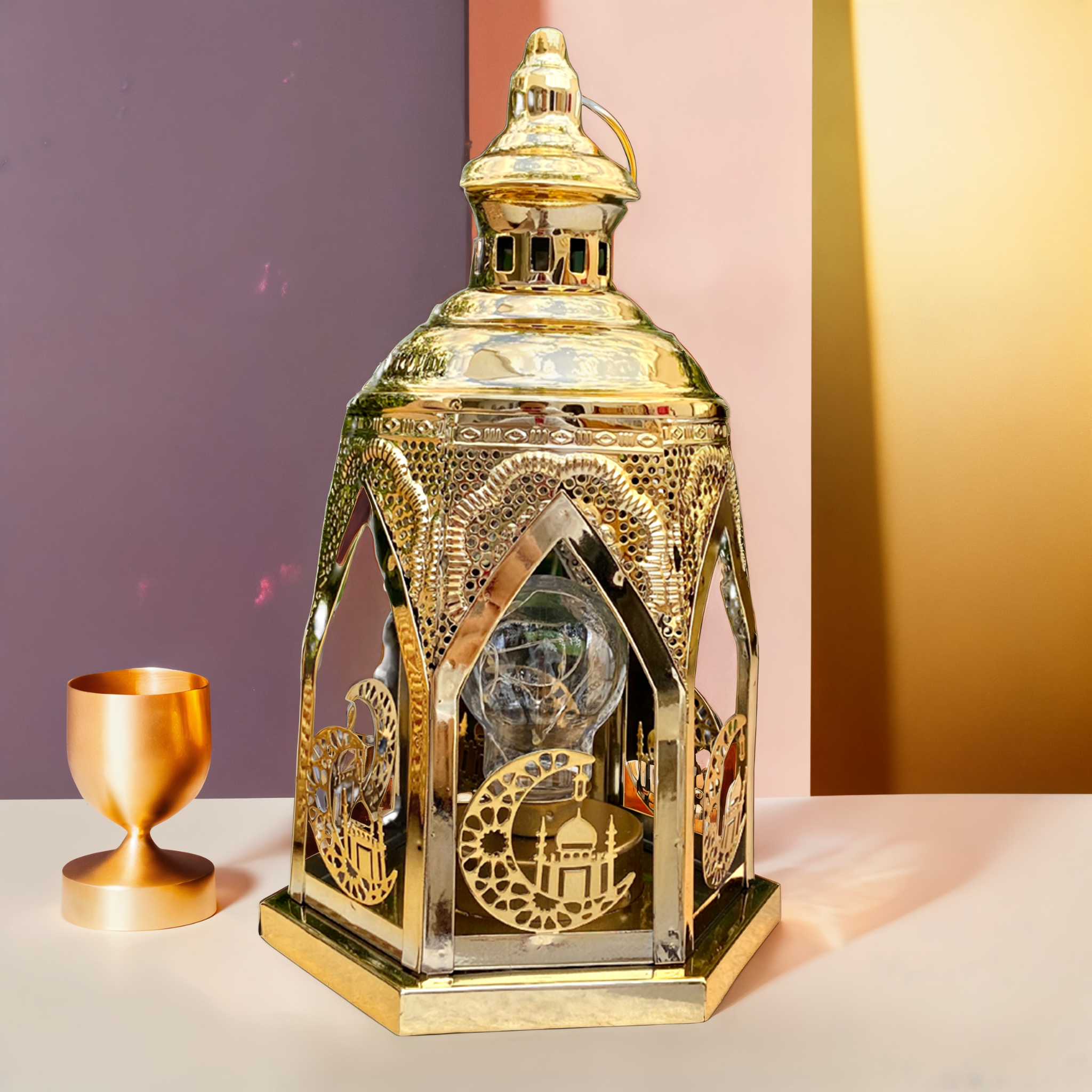Lanterne Décorative Ramadan | Élégance Dorée LED | Fiolla Home