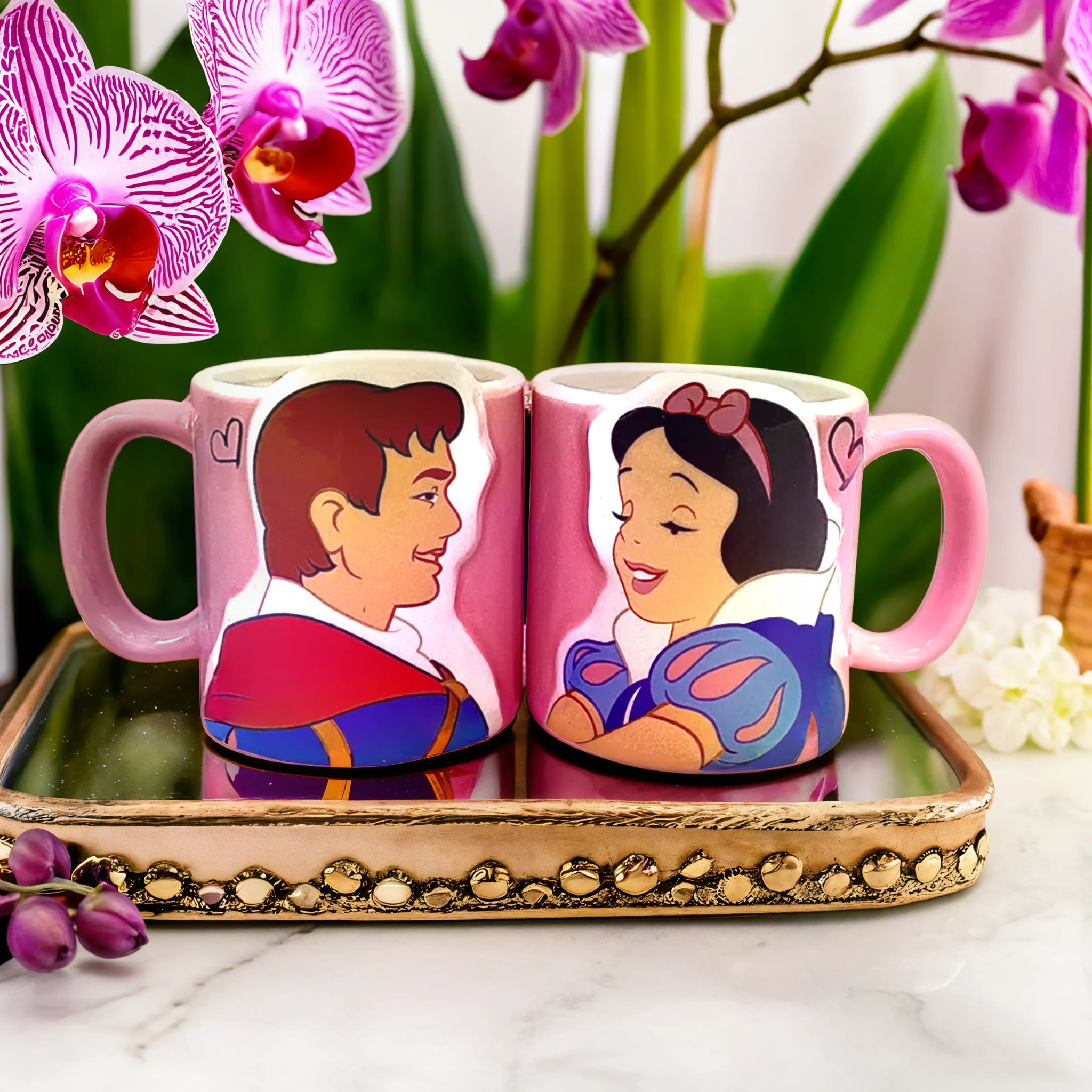 Tasses Disney Rose Amoureux | Cadeau Idéal Couple | Fiolla Home