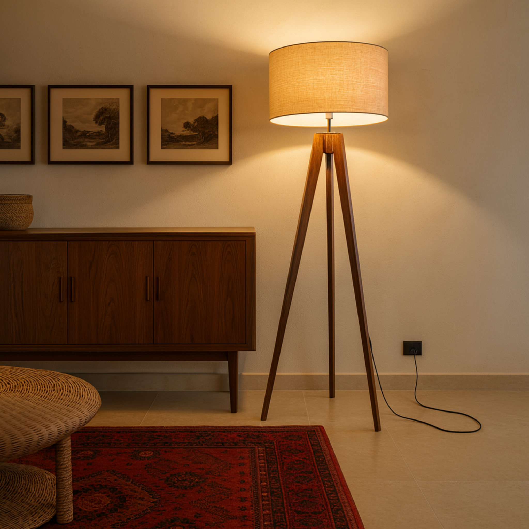 Lampadaire trépied en bois | Style scandinave | Fiolla Home