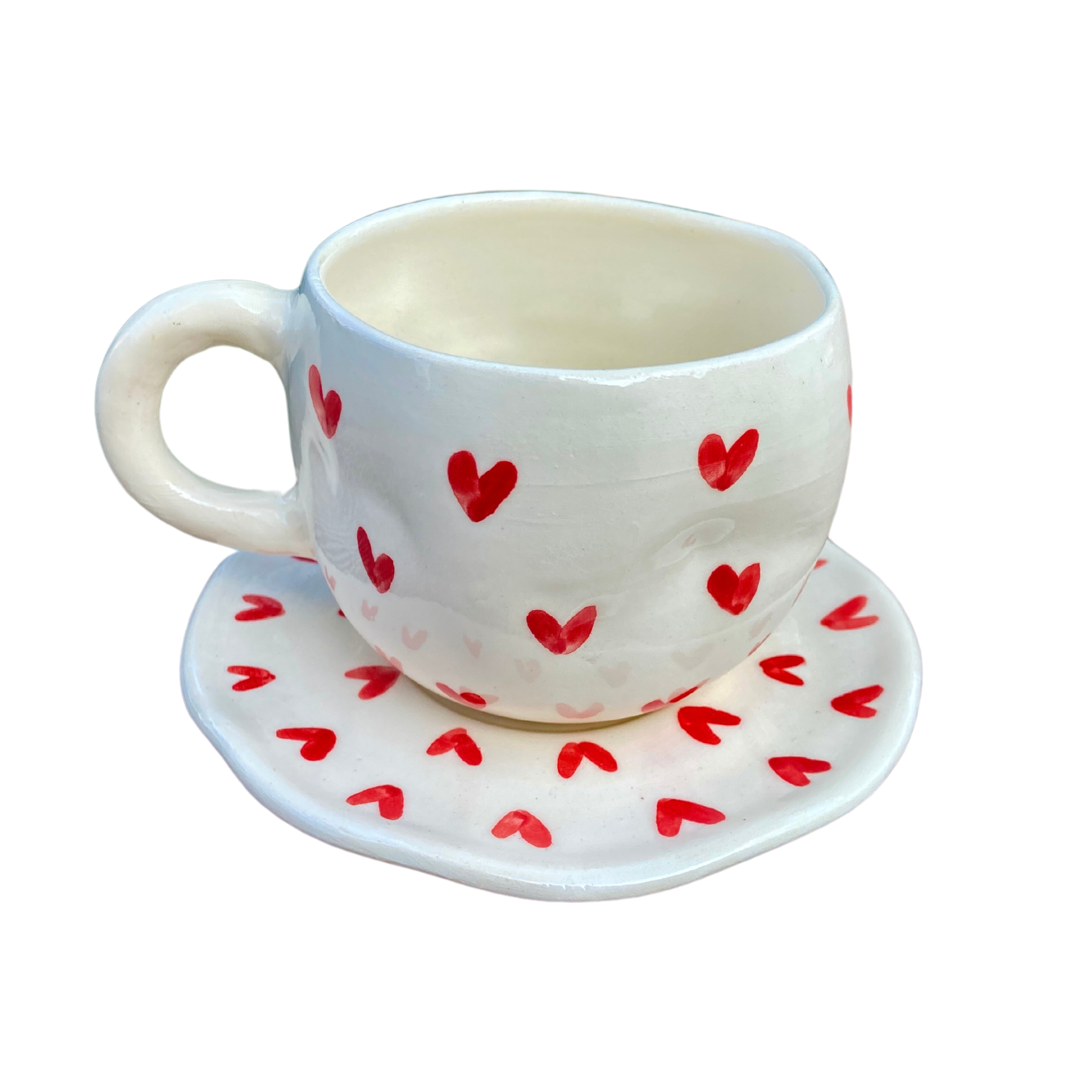 Mug Céramique Fait Main | Motifs Cœurs Romantiques | Fiolla Home