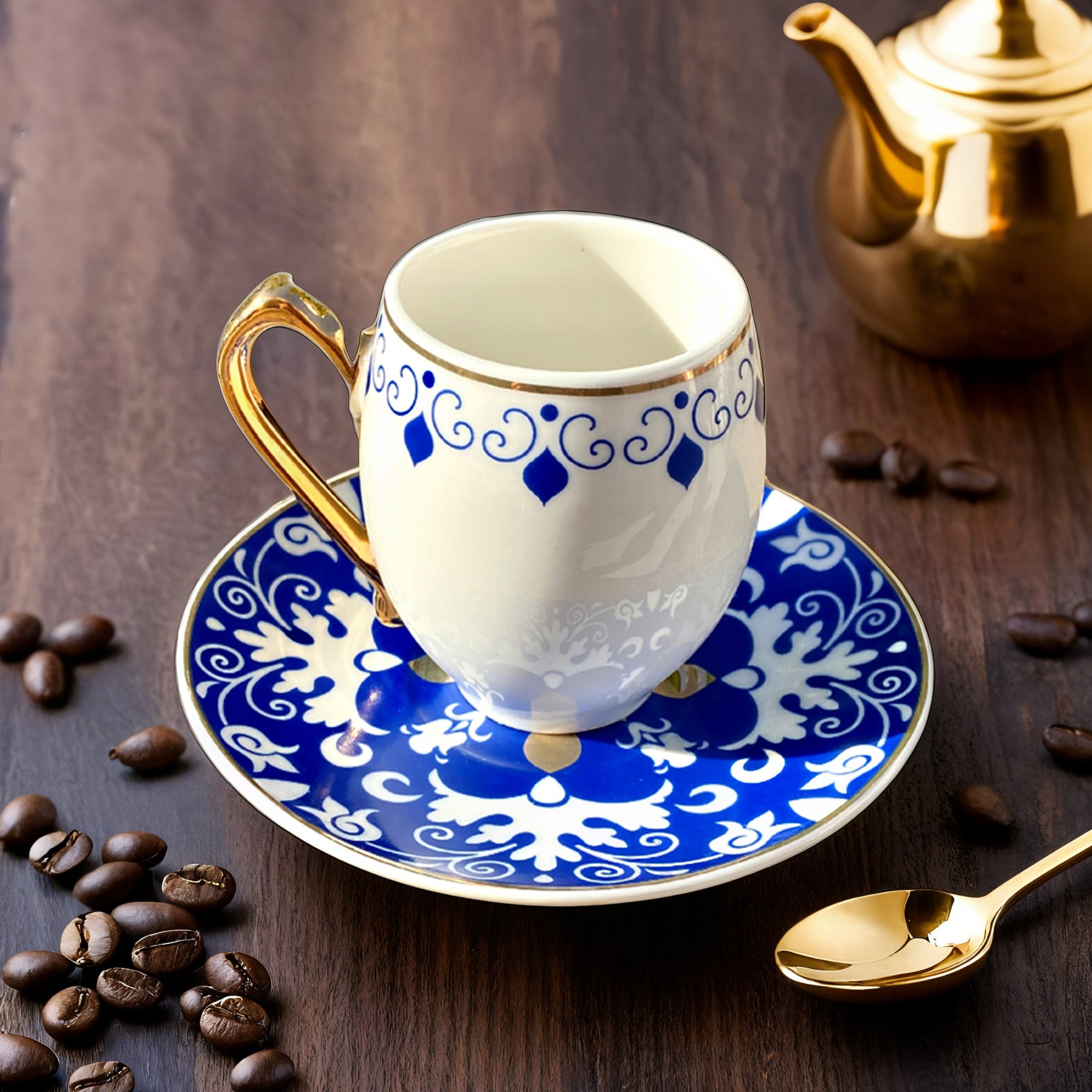 Service à Café Noir | Élégance Artisanale & Détails Dorés | Fiolla Home