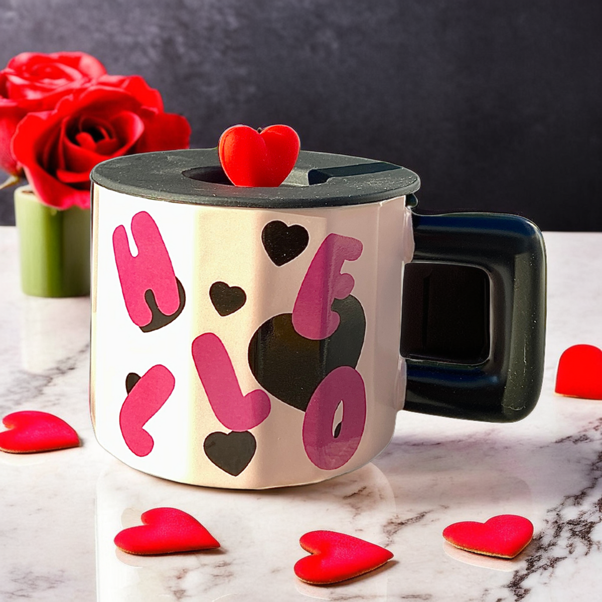 Mug à Motifs de Cœurs | Style Raffiné et Pratique | Fiolla Home