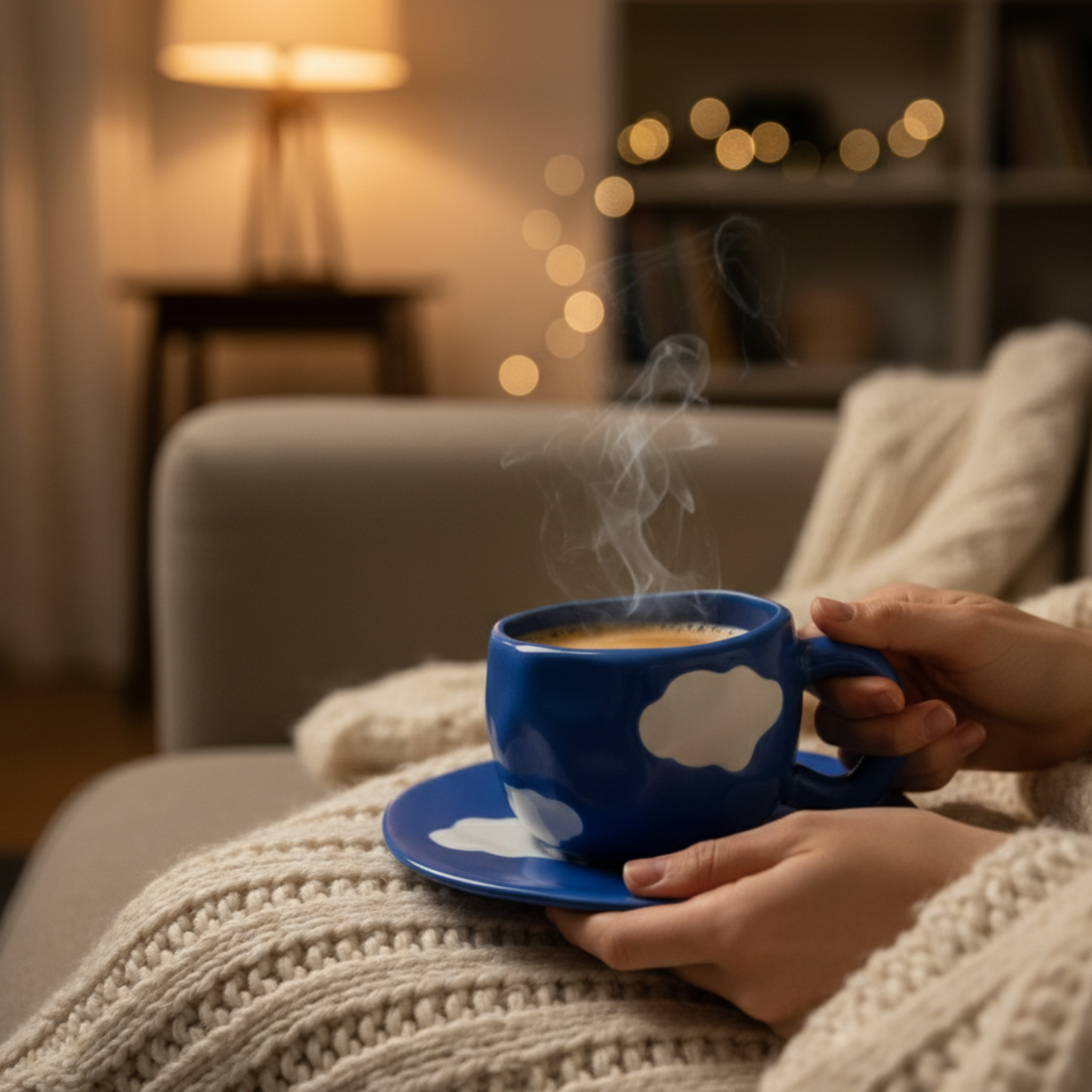 Tasse Café Nuages Bleue avec Soucoupe | Céramique | Fiolla Home