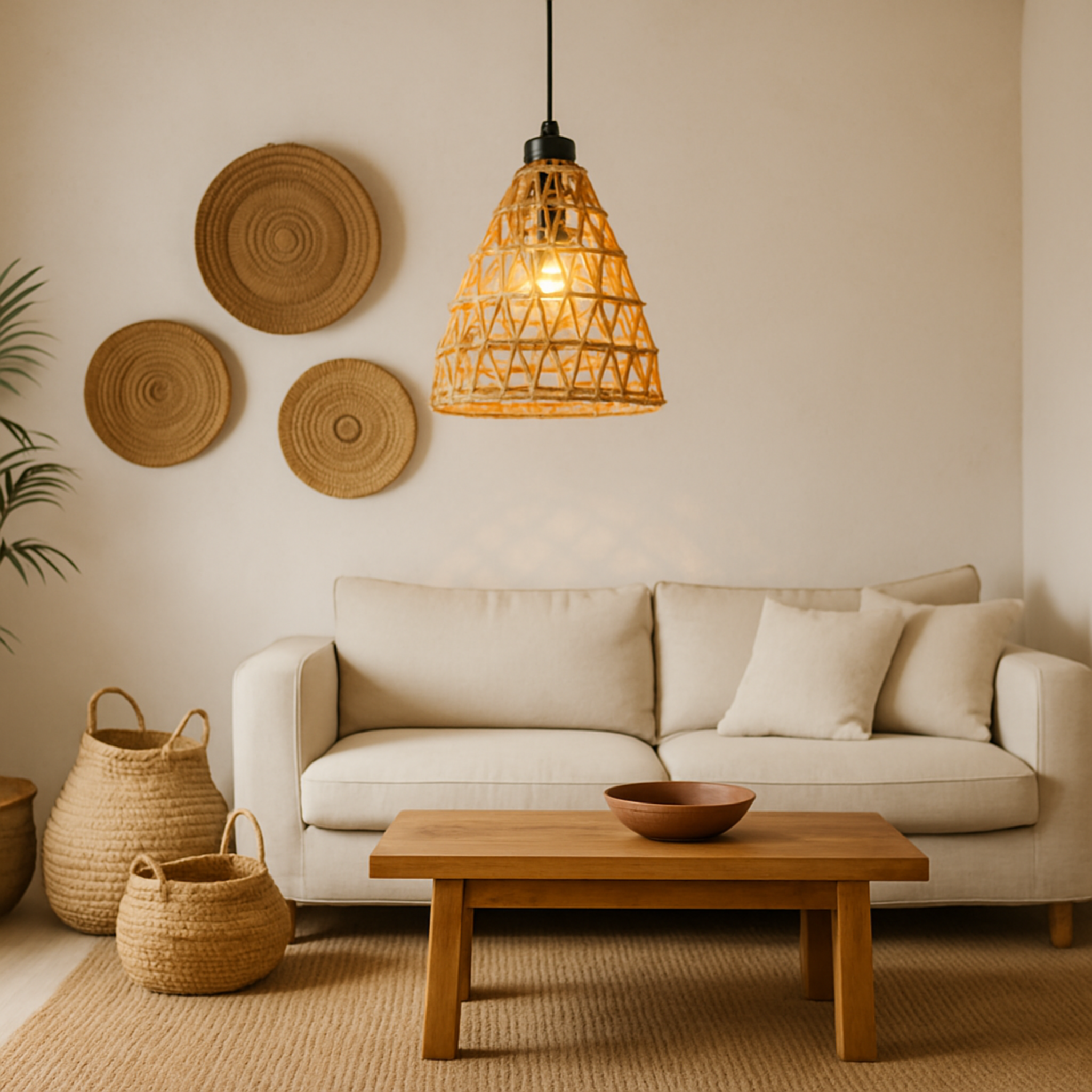 Lustre palmier Tunisie | Cône ajouré bohème chic | Fiolla Home