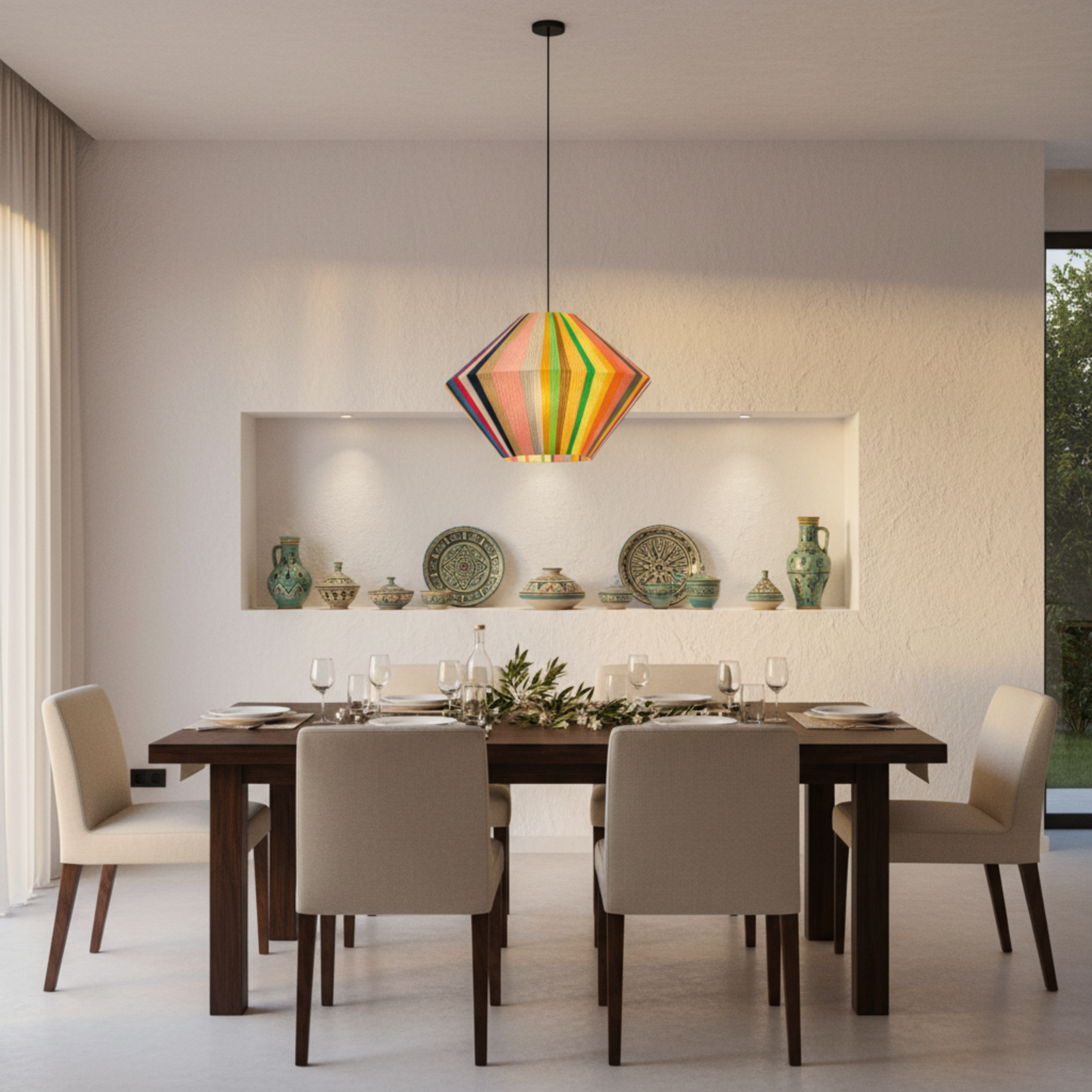 Suspension Géométrique Multicolore | Coton Handmade | Tunisie