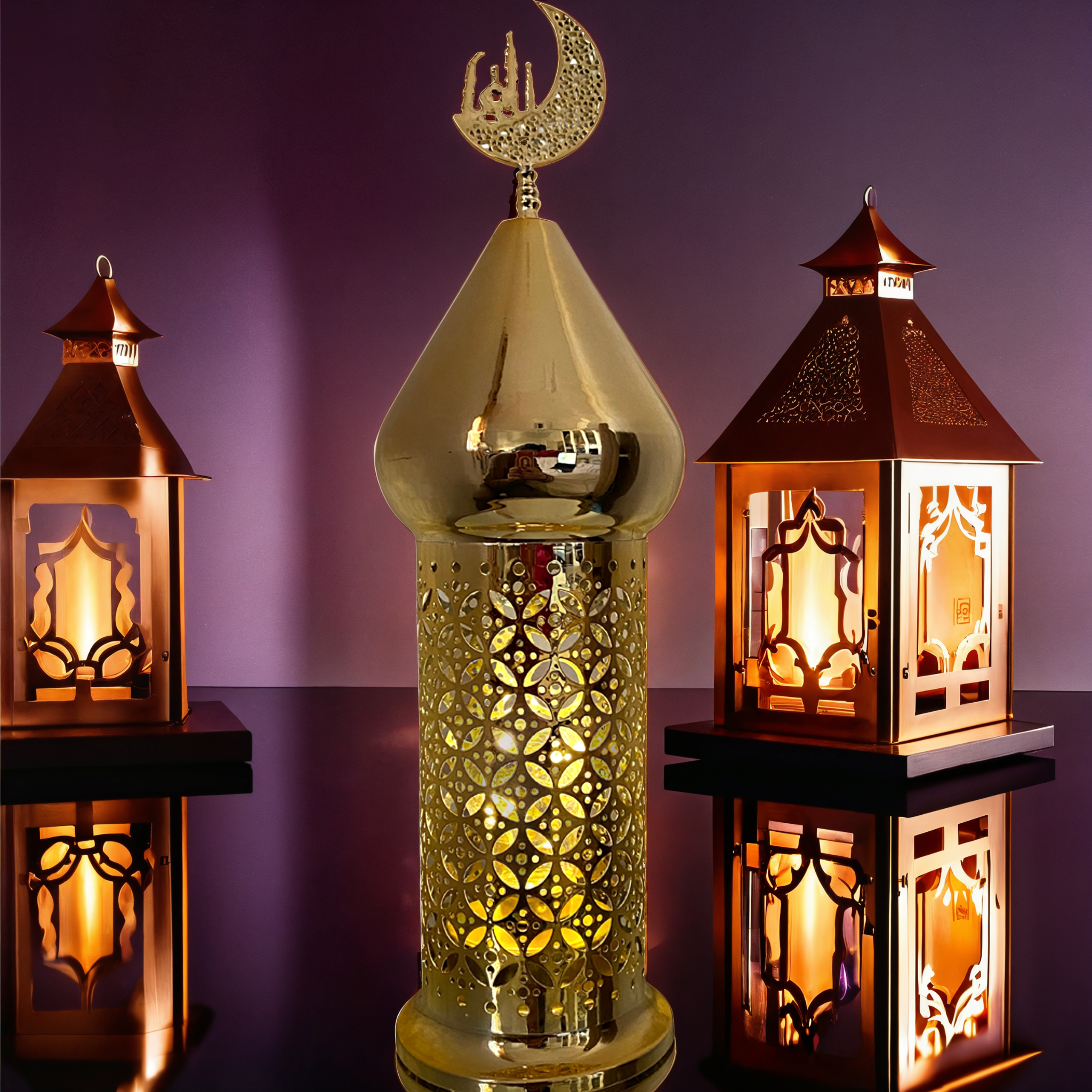 Lanterne Ramadan Dorée LED | Décoration Festive Islamique | Fiolla Home