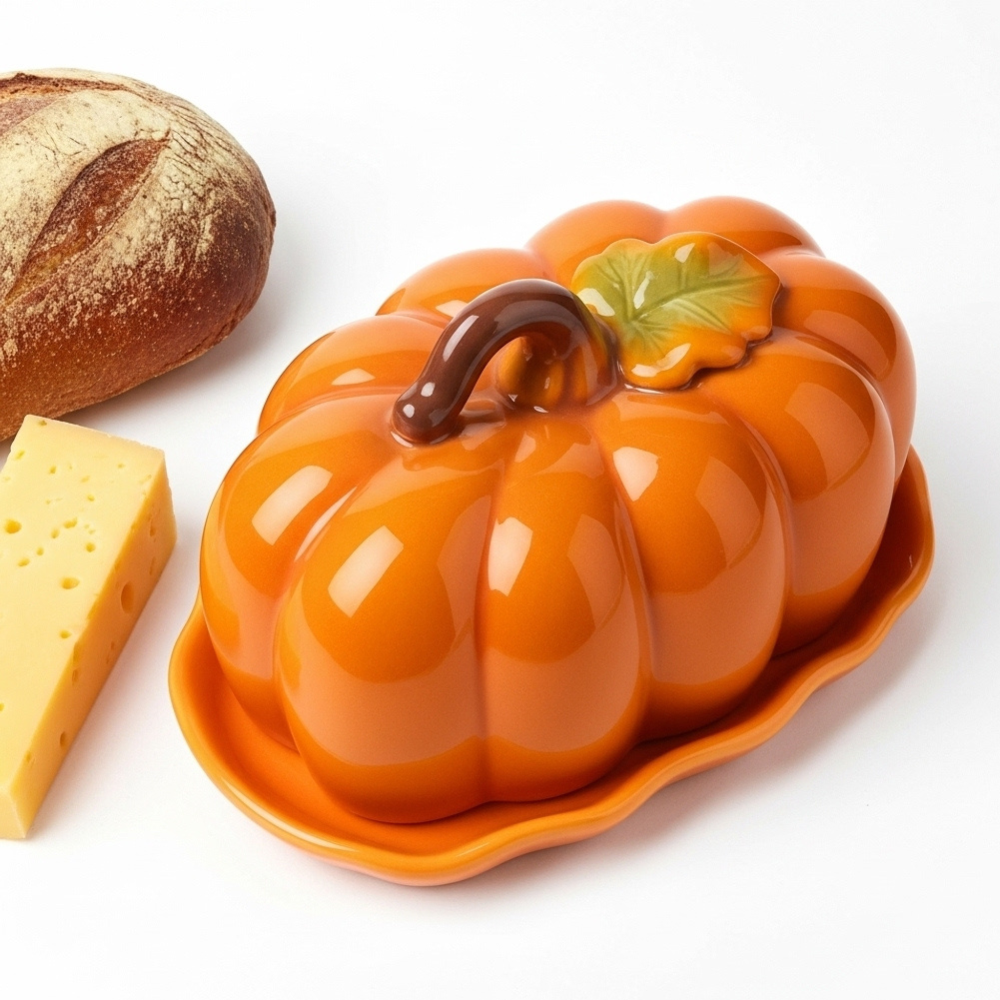 Plat à Beurre/Fromage Citrouille – Céramique brillante