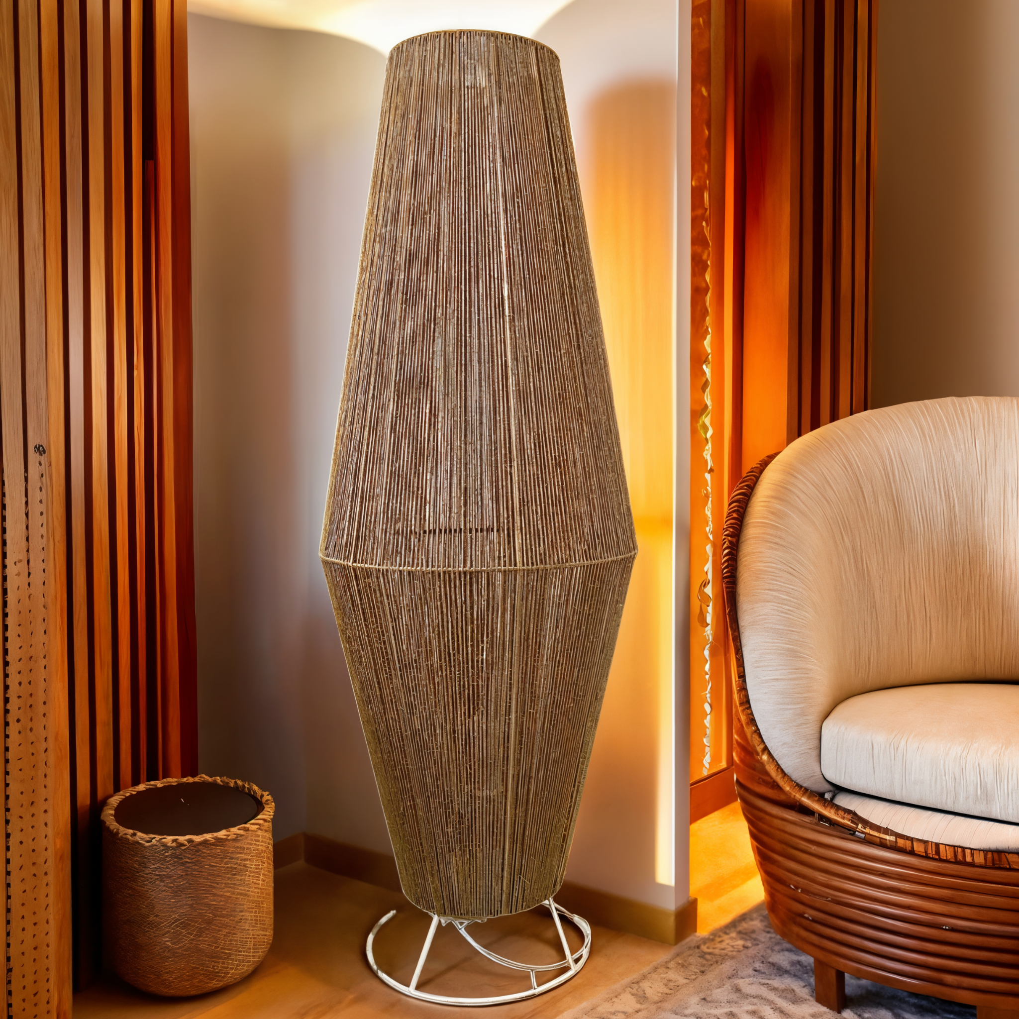 Lampadaire Handmade en Jute | Lumière Chaleureuse | Fiolla Home