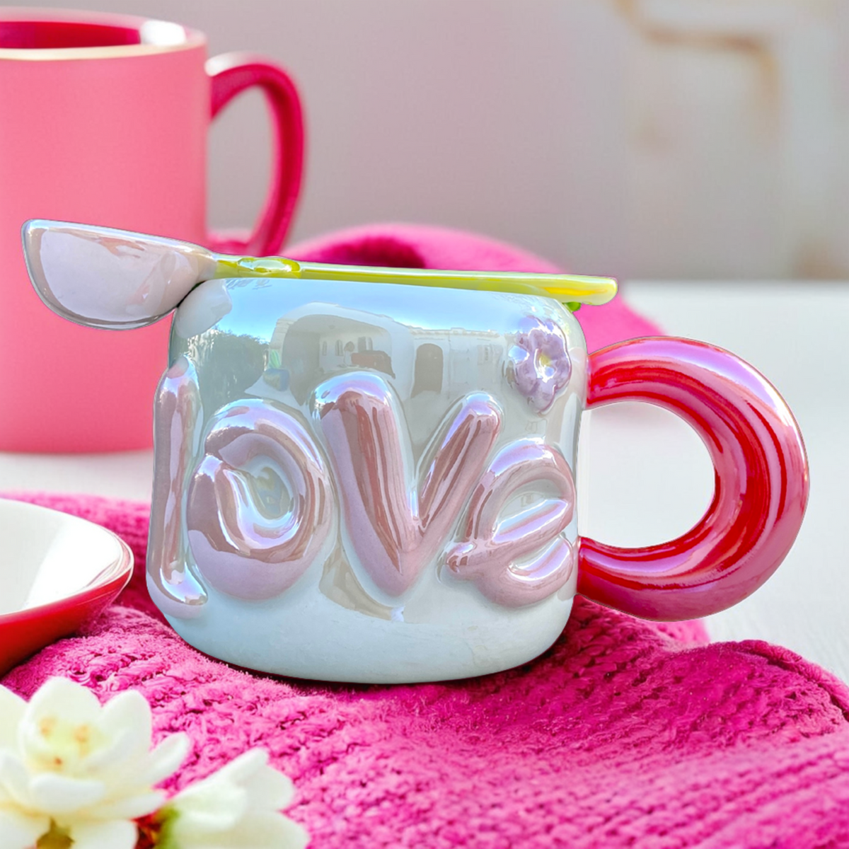 Tasse Céramique Love | Design Changeant & Cuillère | Fiolla Home