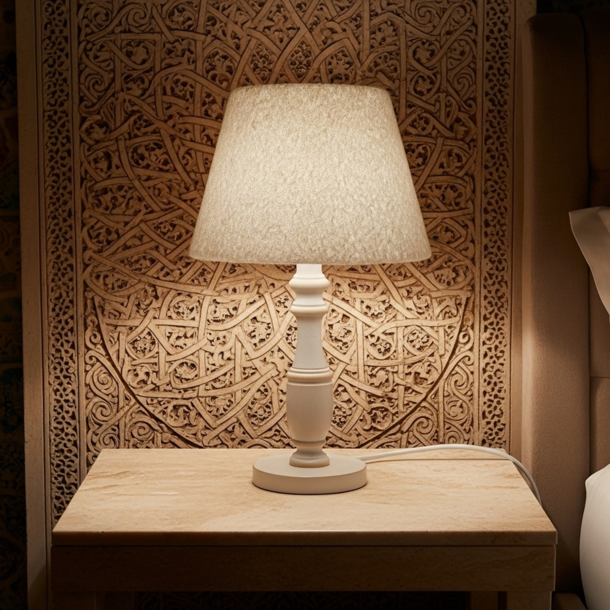 Lampe de Table Bouclette Blanche
