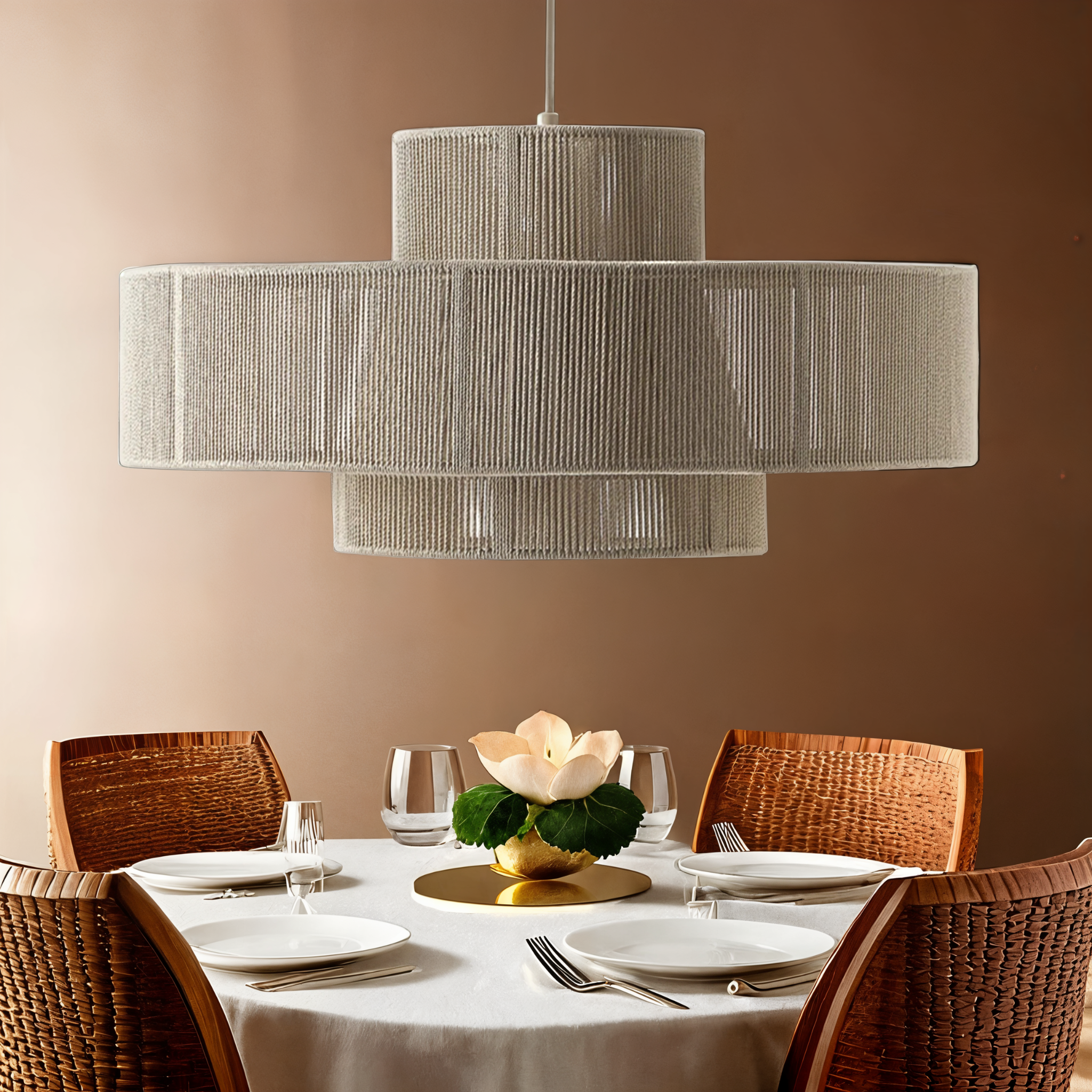 Suspension en Fil de Coton Clara | Luminaire Tissé Élégant | Fiolla Home