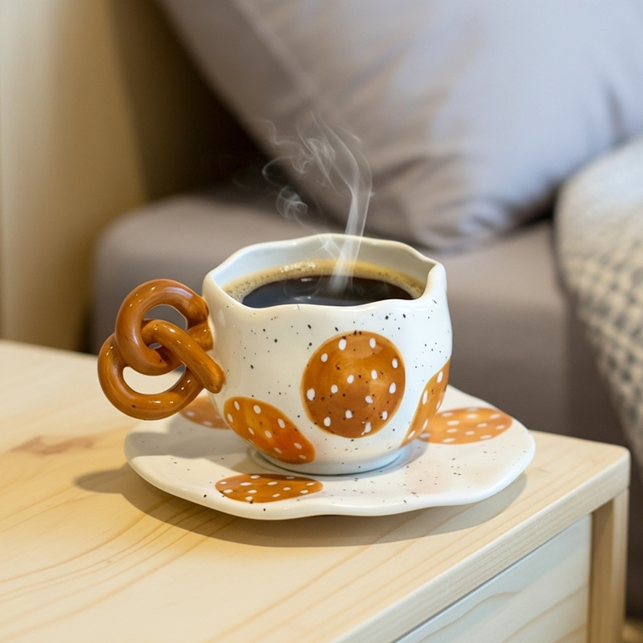 Tasse à Café Artisanale | Anse Originale en Forme de Bretzel