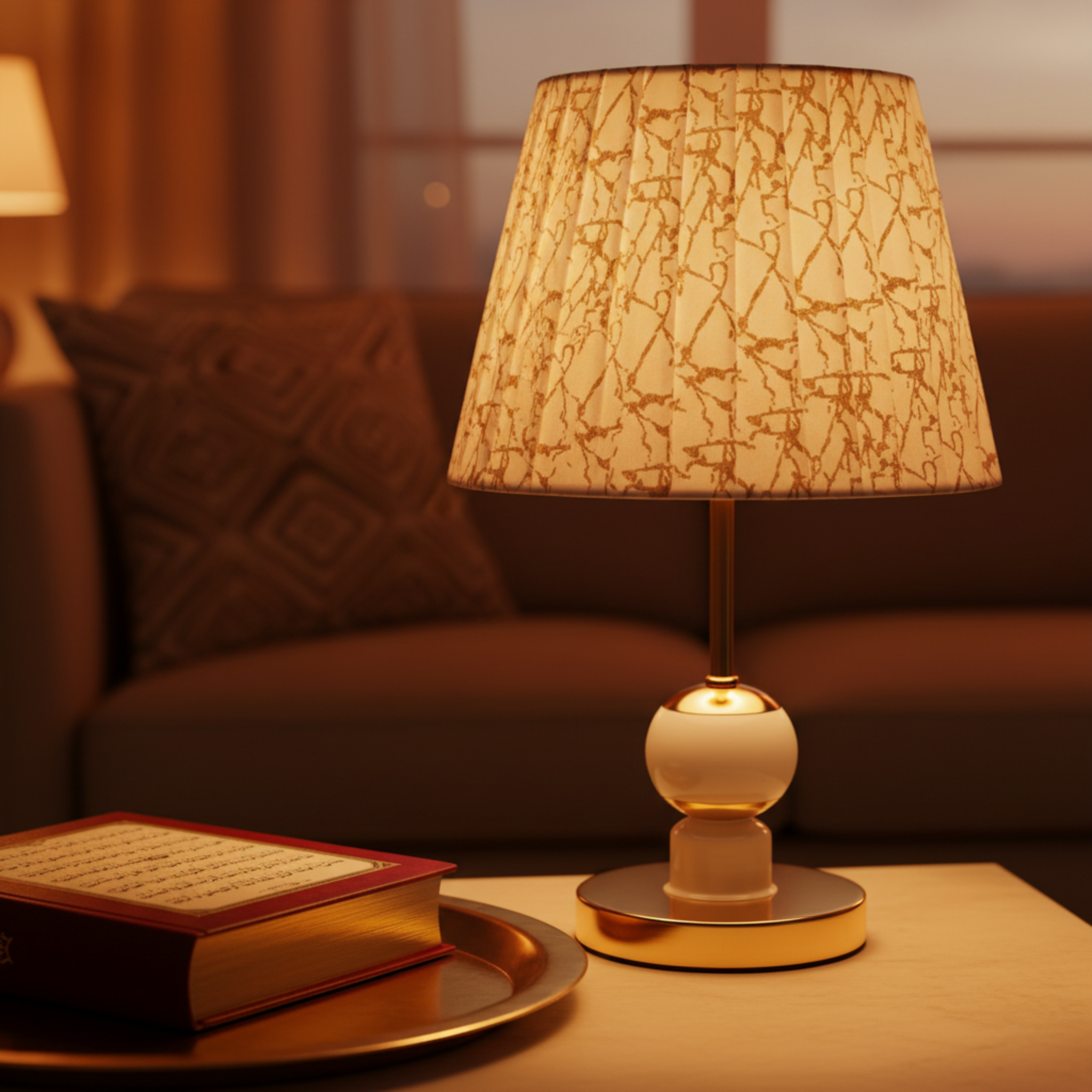 Lampe de Chevet Dorée Effet Marbre – Douce Lumière | Fiolla Home Tunisie