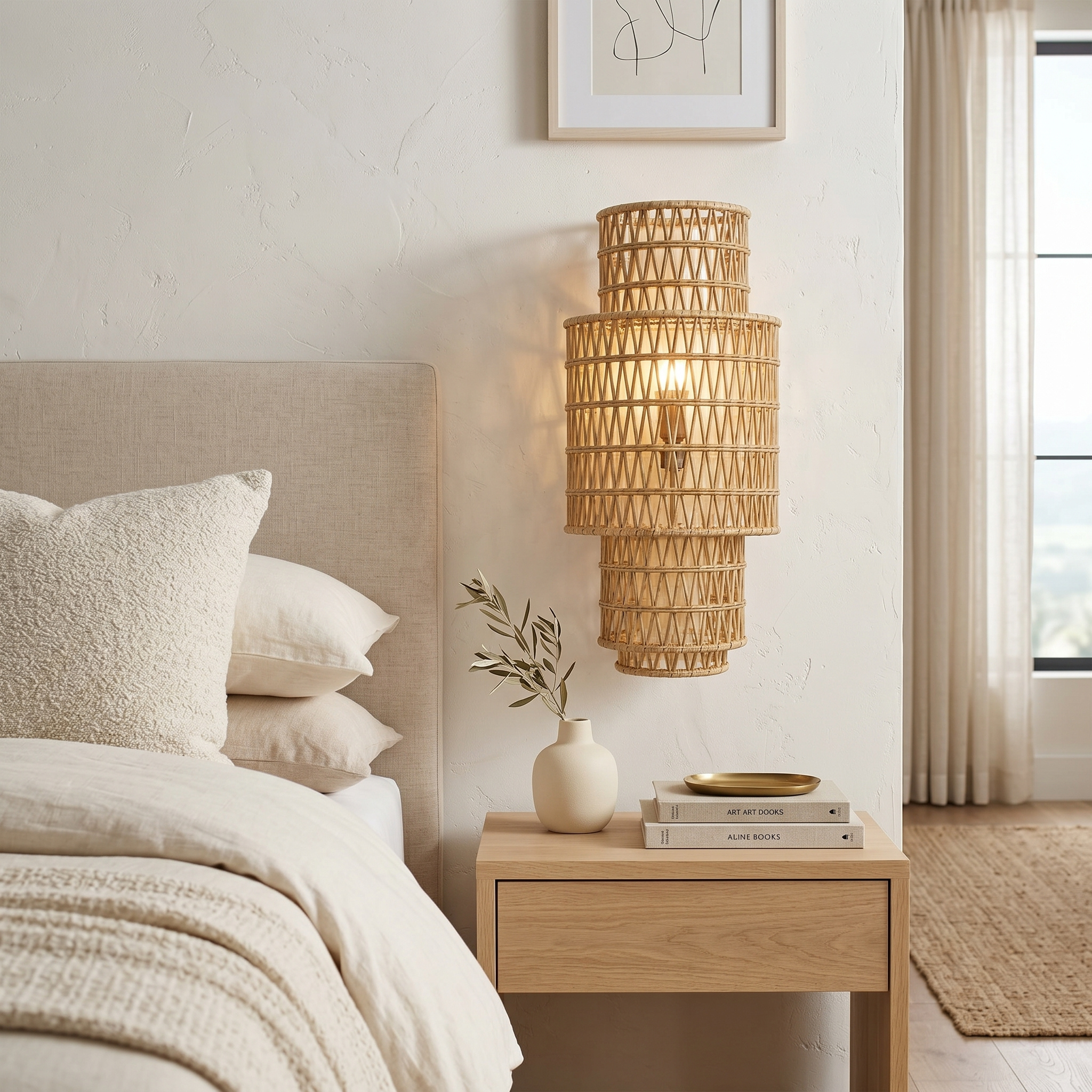 Applique Murale Palmier Tunisie | Lampe Tressée Bohème | Fiolla Home