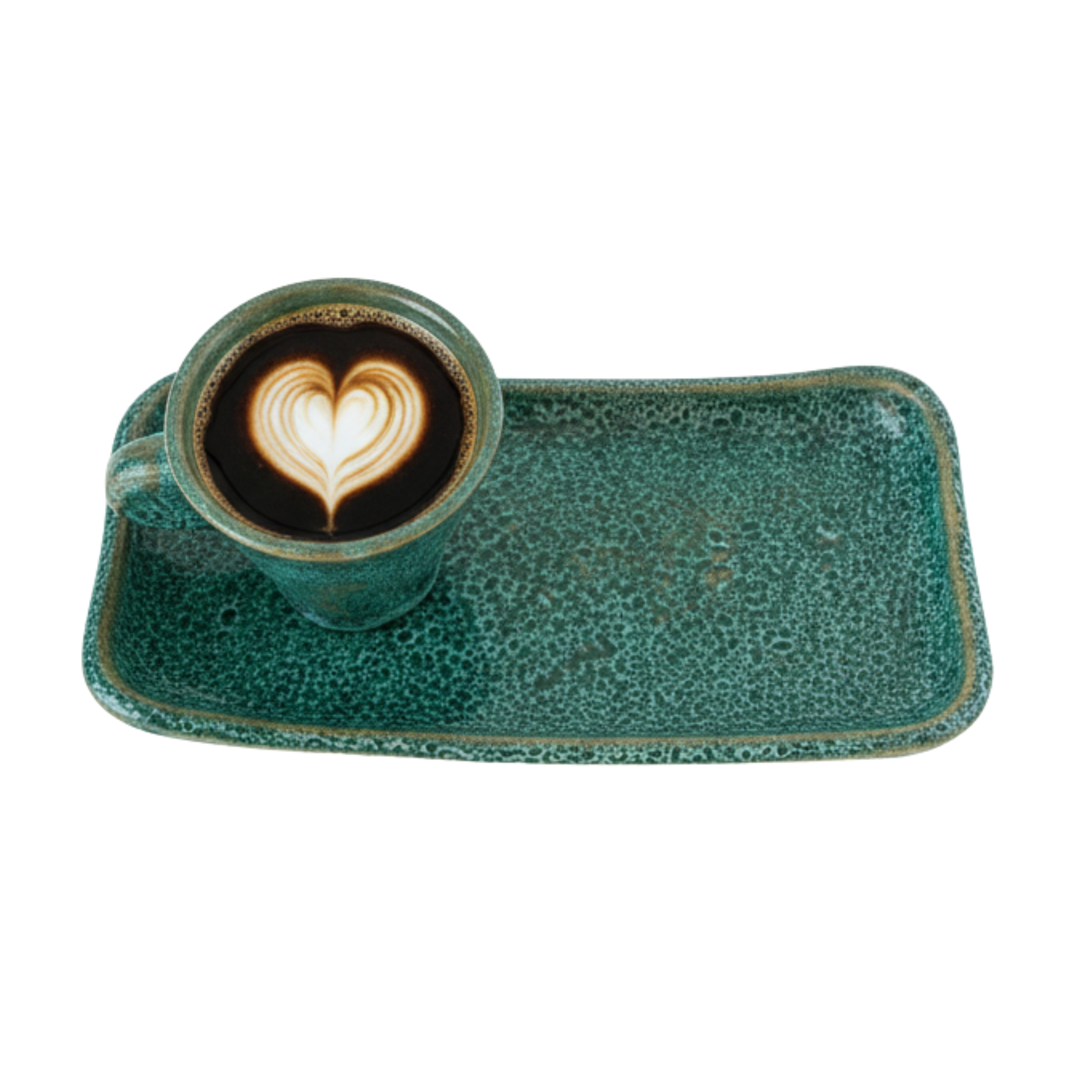 Tasse Espresso + Plateau Turquoise – Céramique Artisanale Tunisie