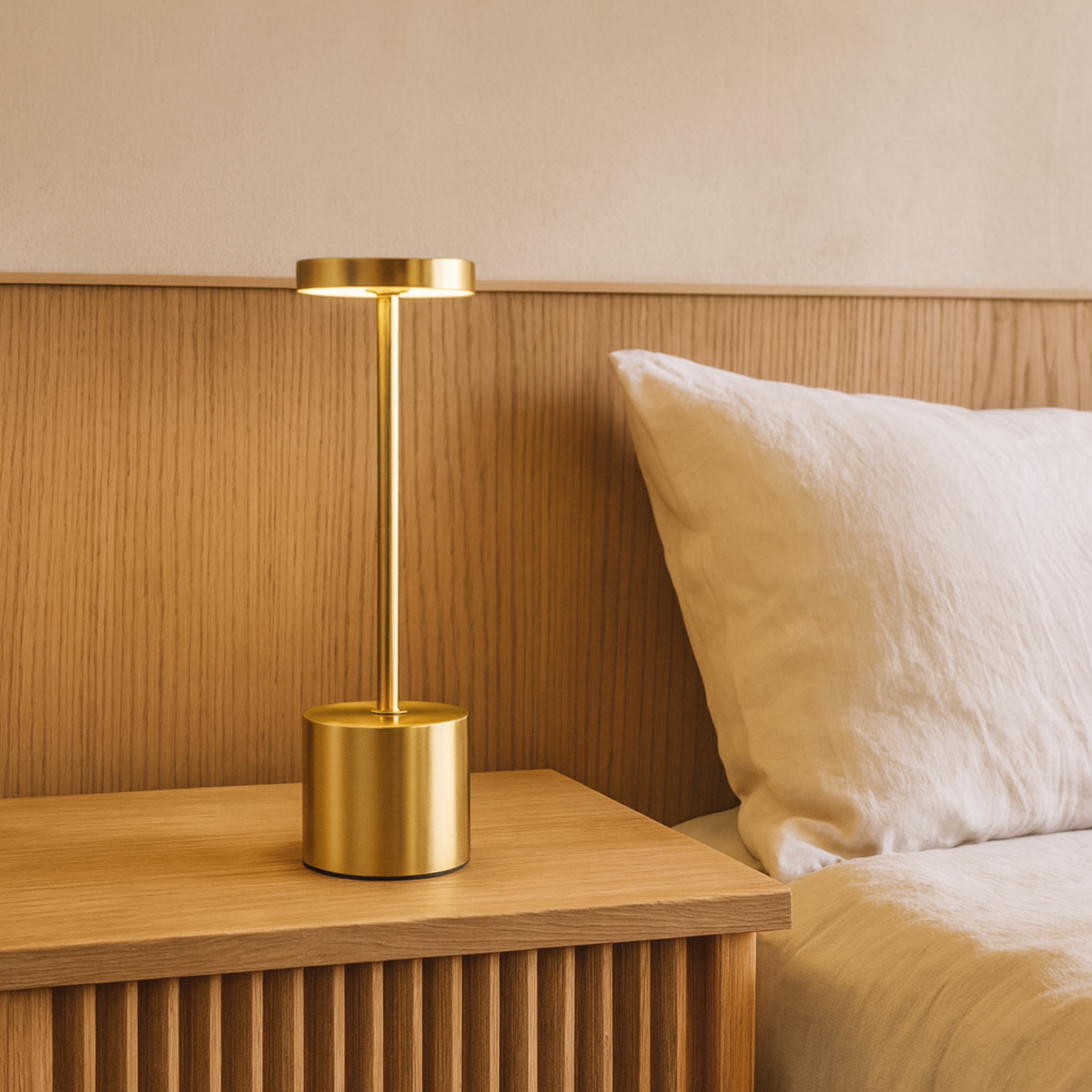 Lampe LED Dorée Minimaliste – Design Cylindrique Moderne