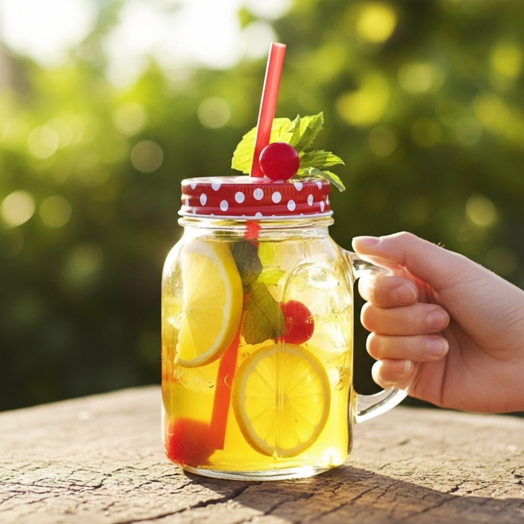 Chope en Verre Style Mason Jar avec Couvercle et Paille | Fiolla Home