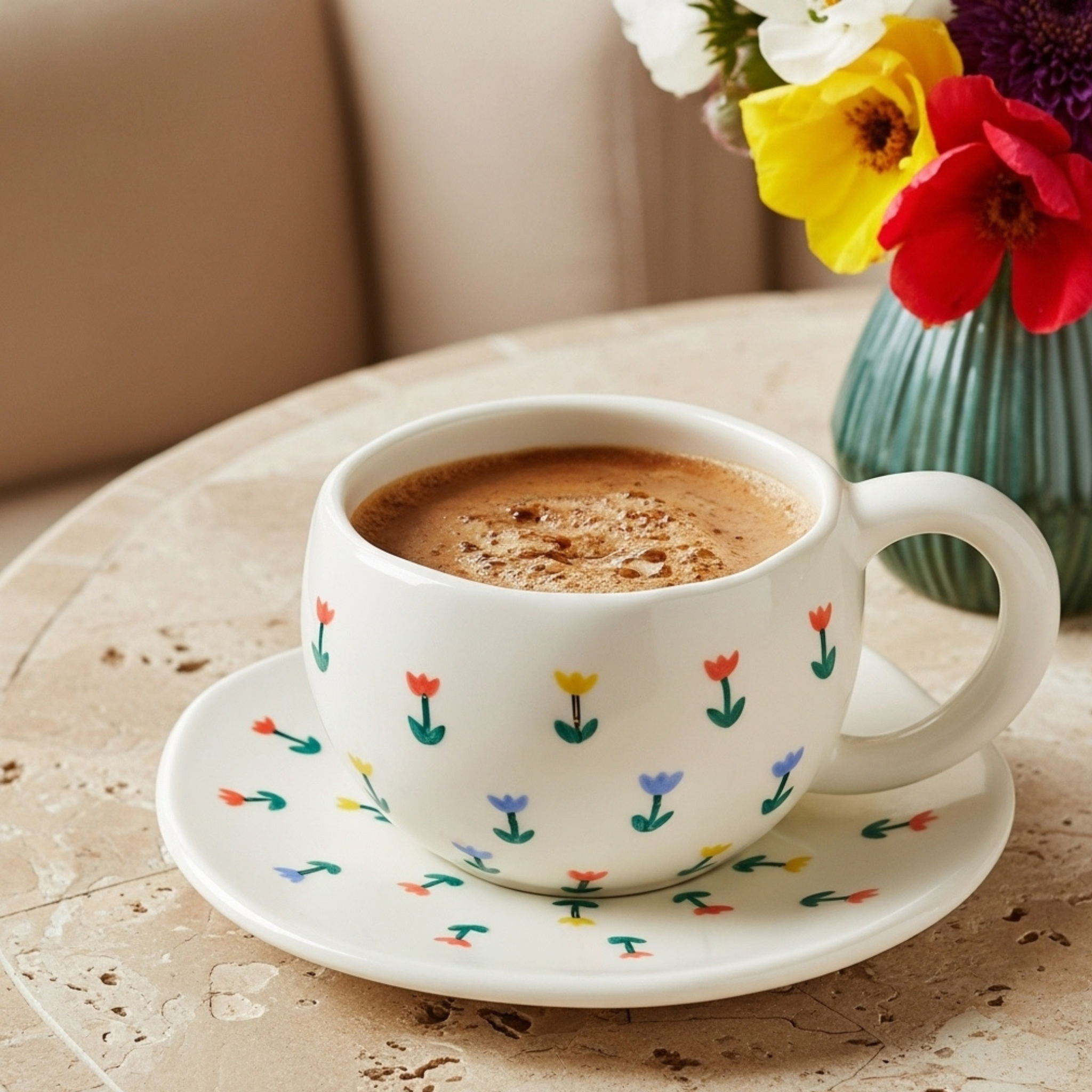 Tasse en Céramique Fleurie – Élégance Printanière Fiolla Home