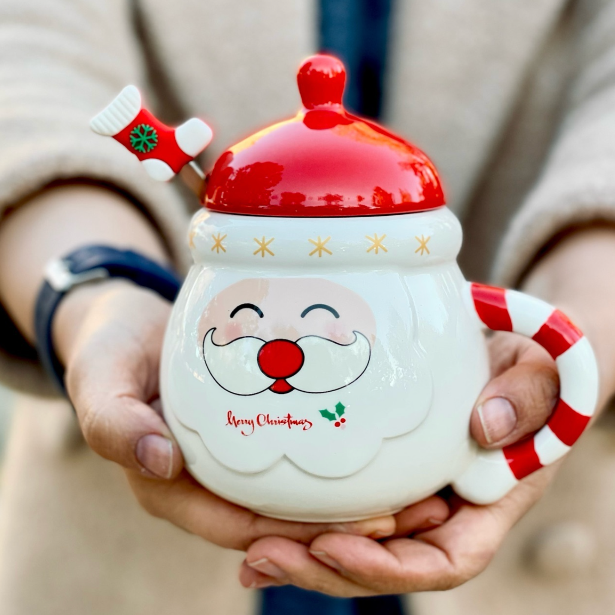 Mug Père Noël avec Couvercle | Cadeau de Noël Mignon | Fiolla Home