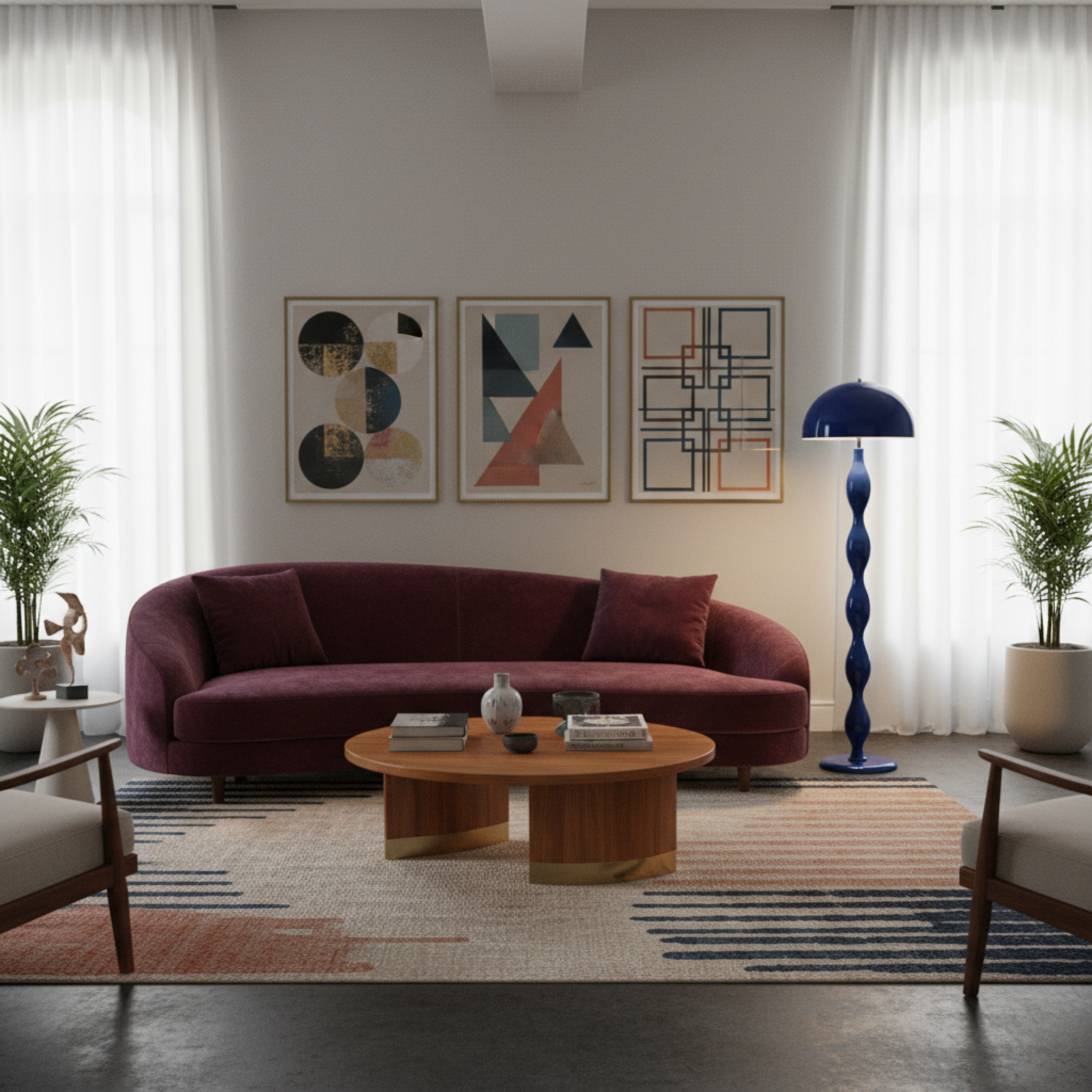 Lampadaire Sculptural Bleu Majorelle – Luxe Fait Main Tunisie