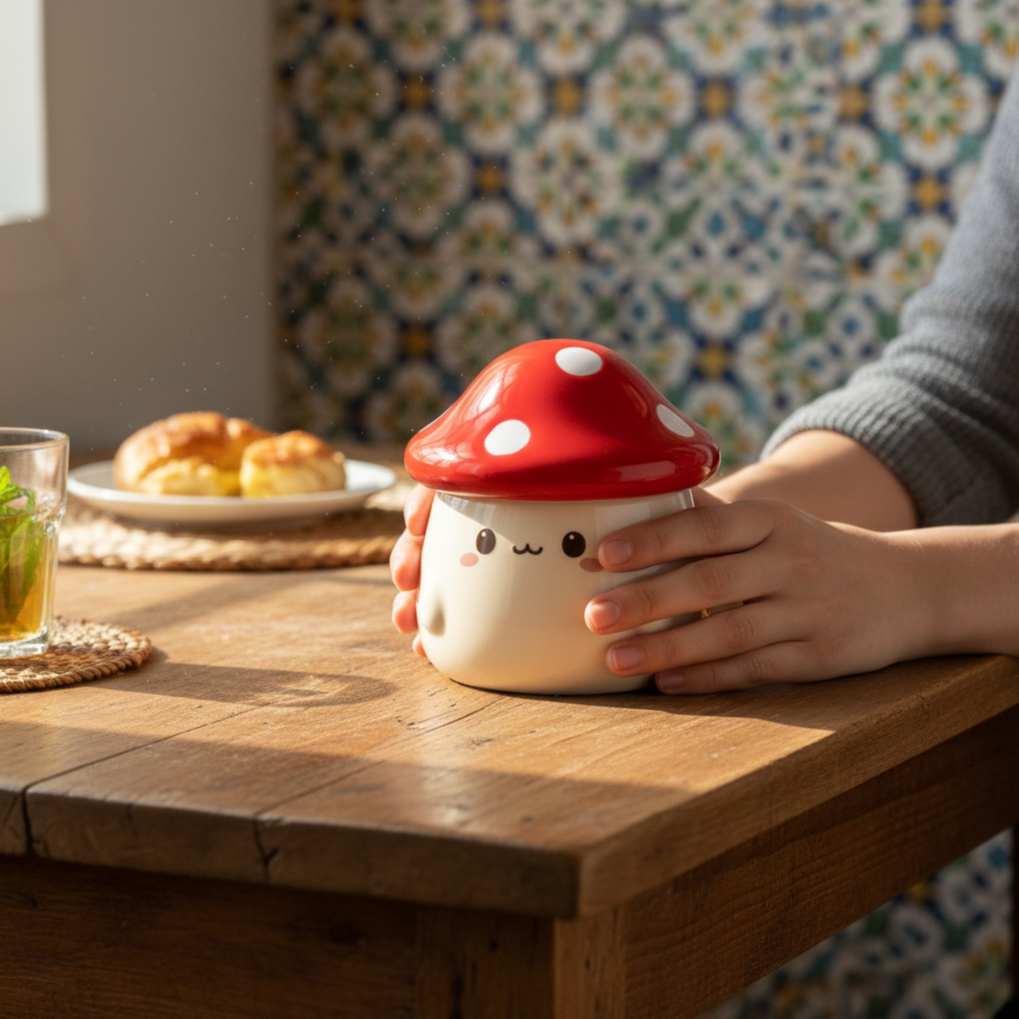 Mug Champignon Kawaii avec Couvercle – Tasse Céramique Mignonne