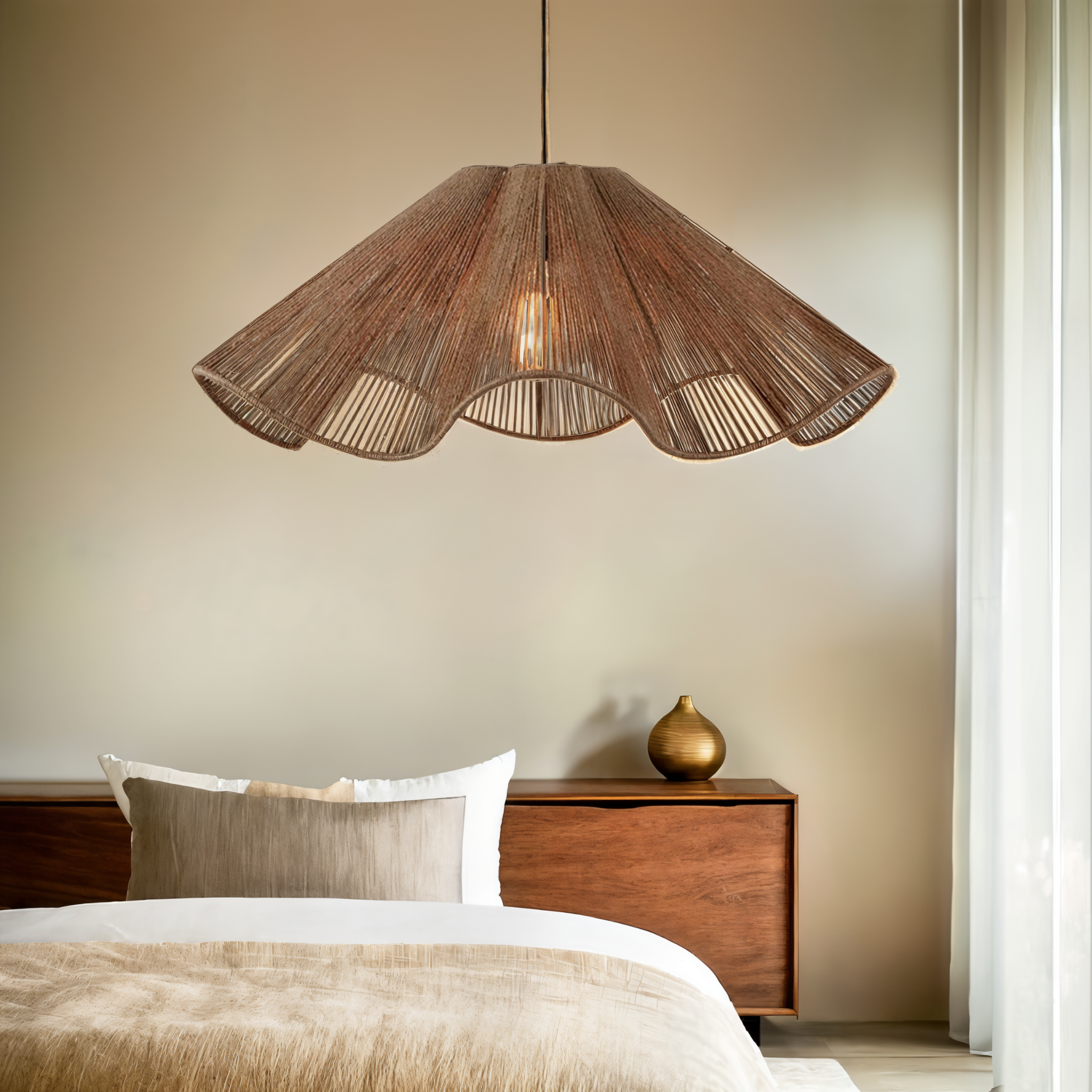 Suspension en Jute Ondulée Thalía | Éclairage Naturel | Fiolla Home