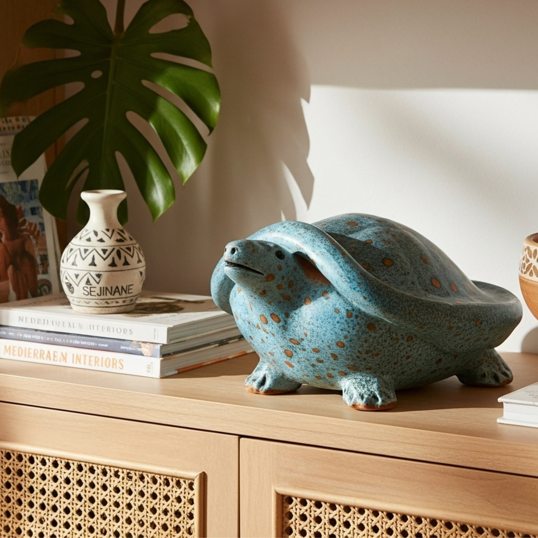 Figurine tortue en céramique – Fait main, style tunisien