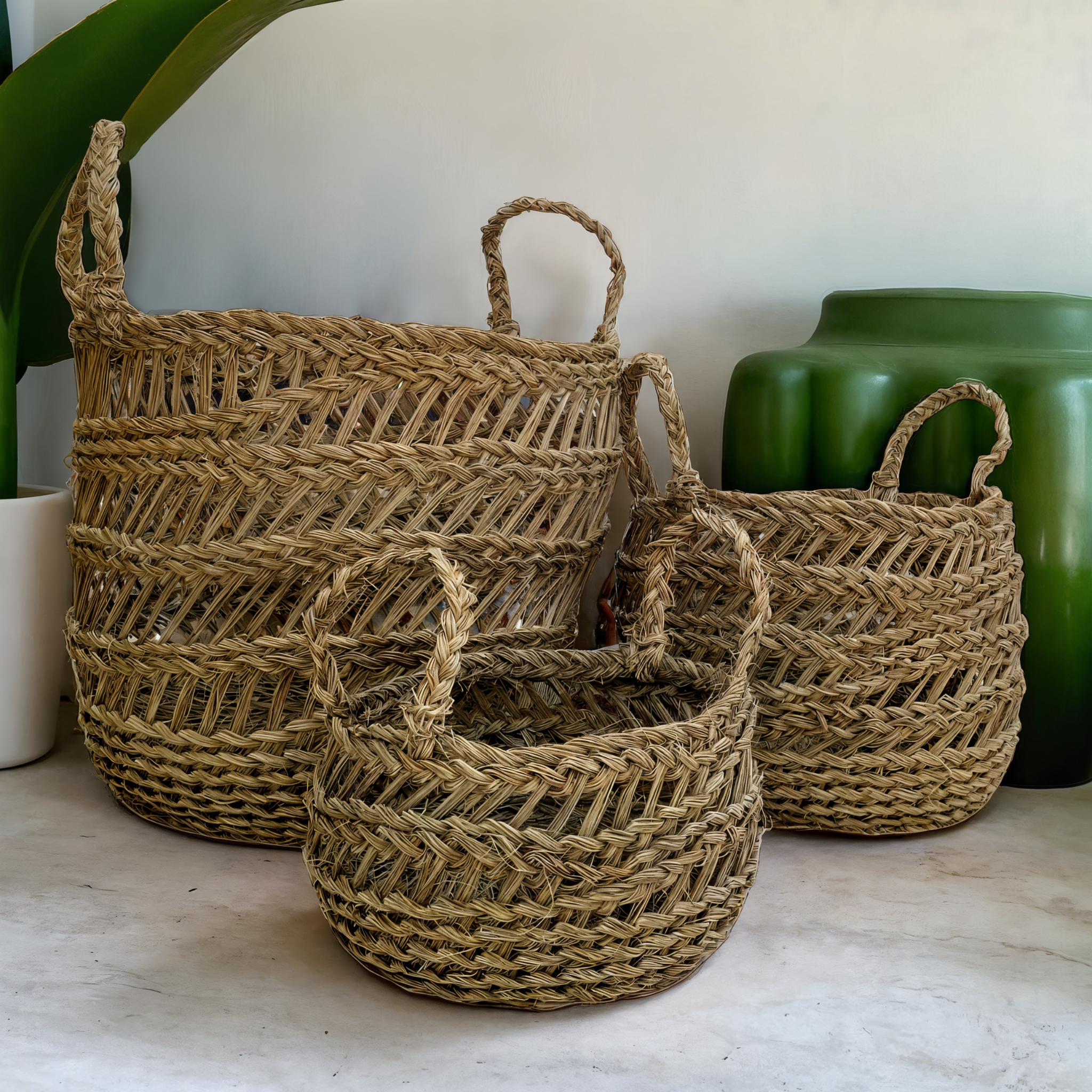 Lot de 3 Paniers Halfa | Style Rustique et Pratique | Fiolla Home