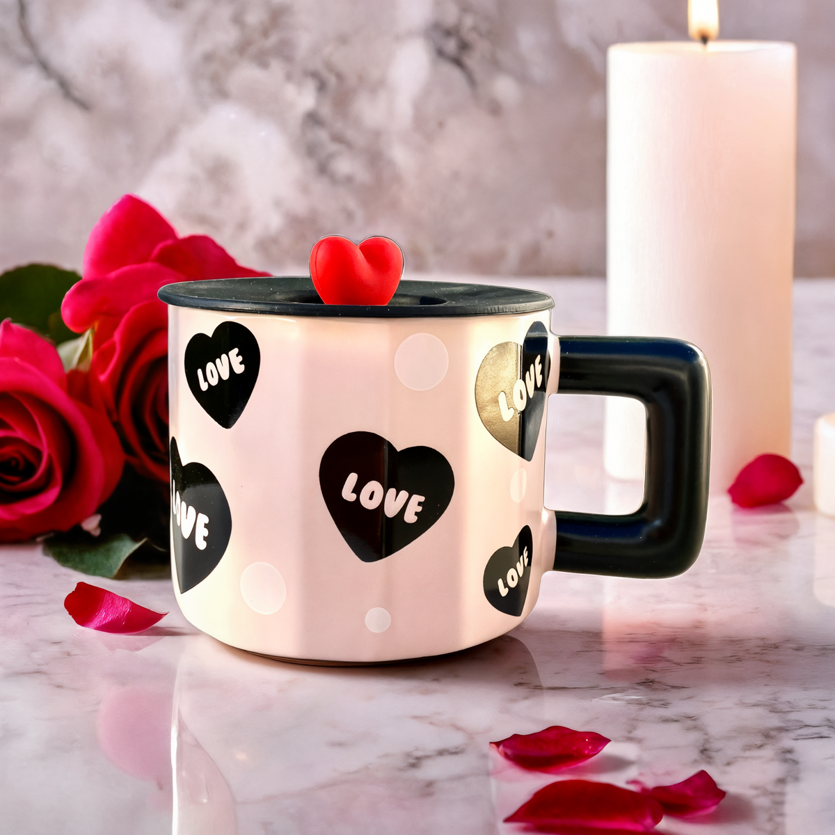 Mug à Motifs de Cœurs | Style Raffiné et Pratique | Fiolla Home