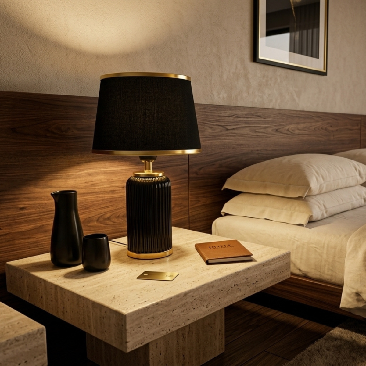 Lampe à Poser Noire Or Tunisie | Chevet Céramique Chic | Fiolla Home