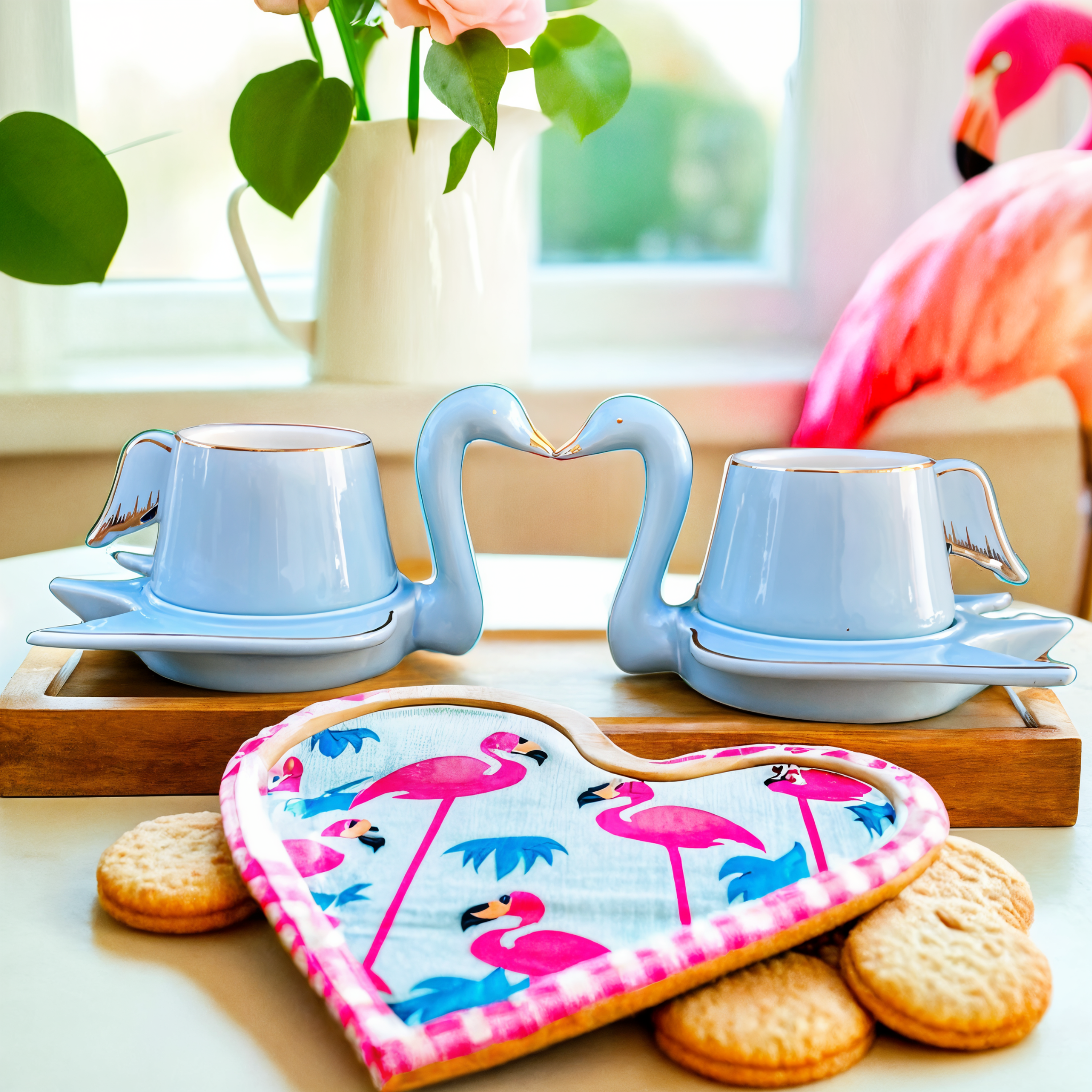 Tasses et Sous-Tasses Flamant | Élégance et Romance | Fiolla Home