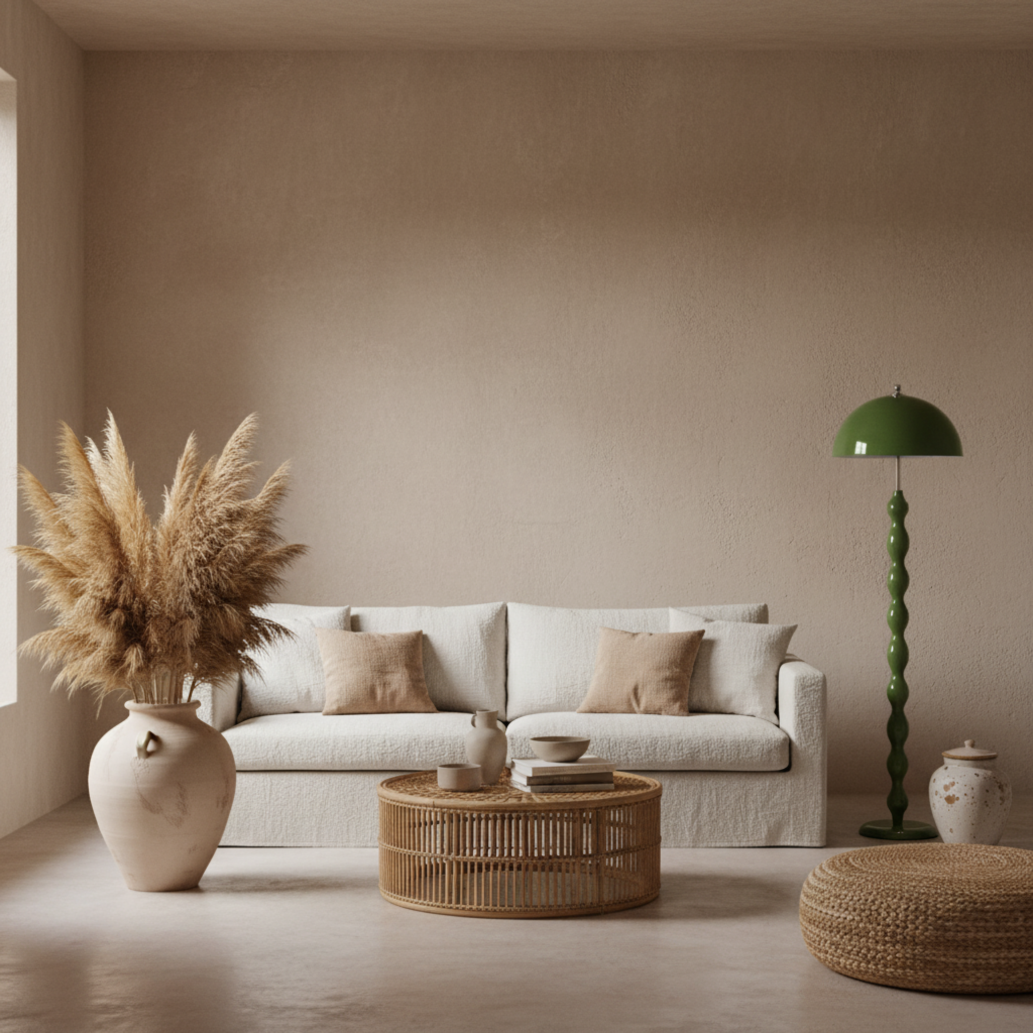 Lampadaire Design "Totem" Vert Olive | Luminaire Salon Style Nature & Rétro Tunisie