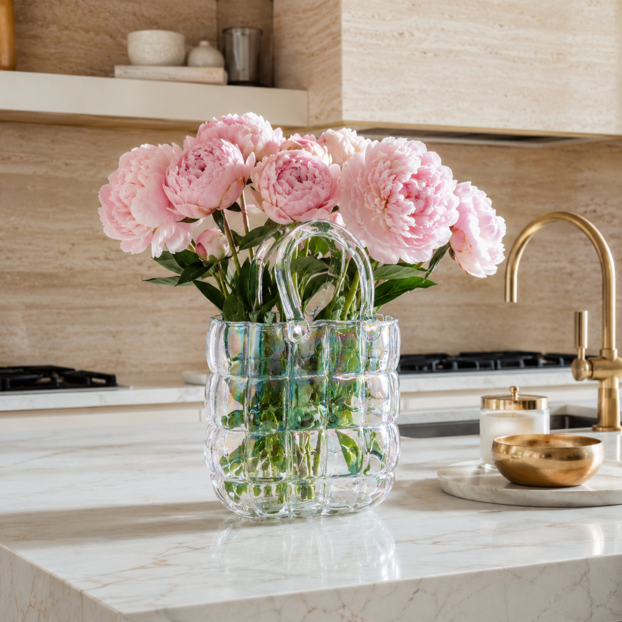 Vase Sac à Main Verre Iridescent Tressé Déco Tunisie | Fiolla Home