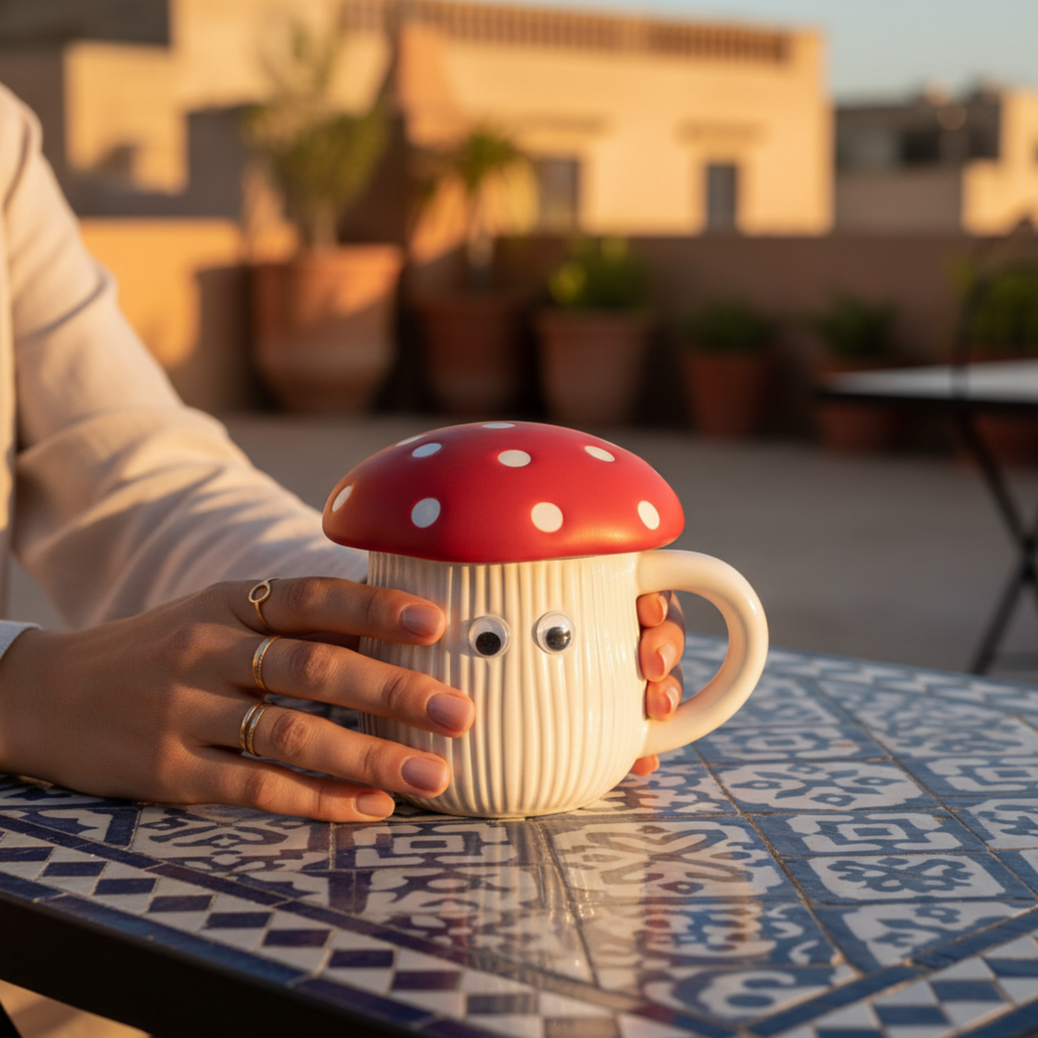 Mug Champignon en Céramique avec Couvercle – Design Kawaii & Original