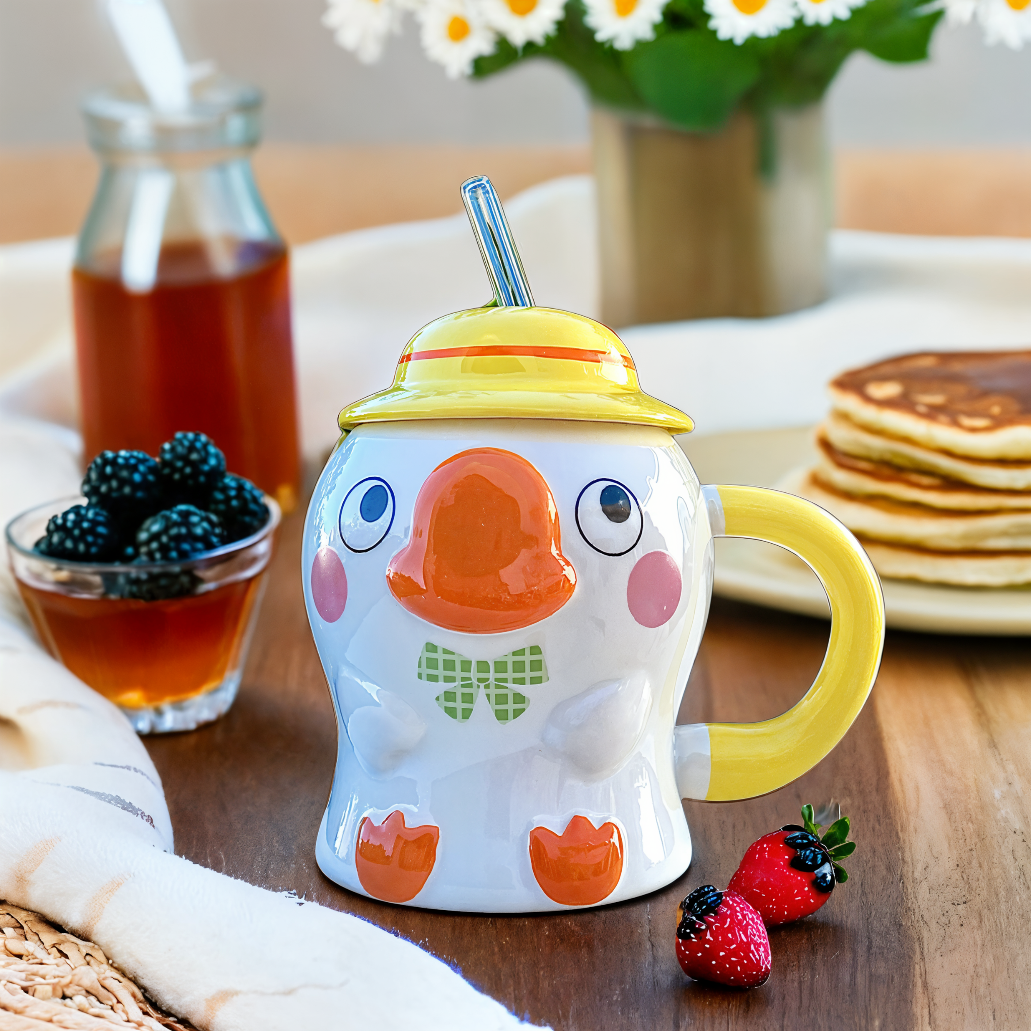 Mug Canard Original | Look Créatif et Couvercle Pratique | Fiolla Home