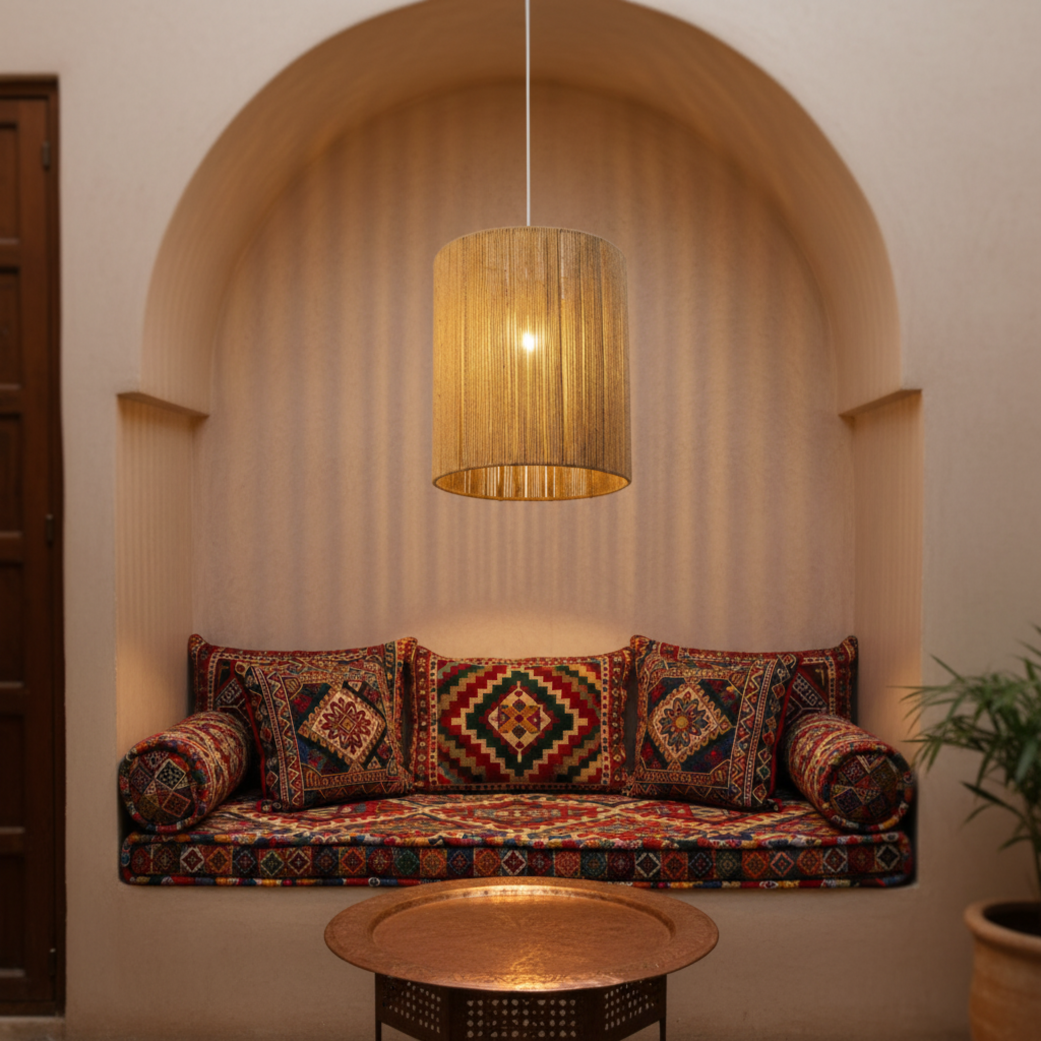 Suspension Jute Fait Main Tunisie - Lumière Naturelle & Artisanat Local