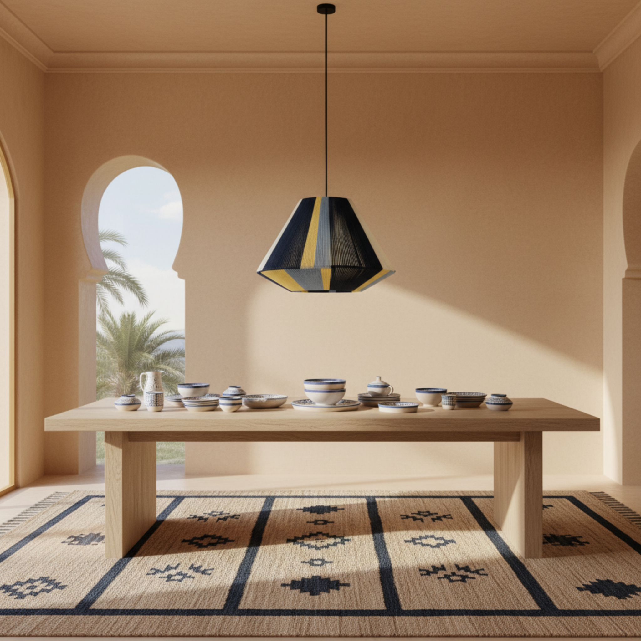 Suspension Géométrique Multicolore Fait Main | Design Moderne Tunisien