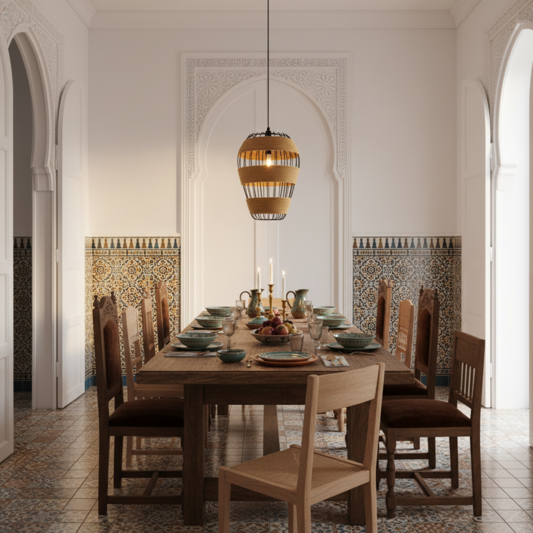 Suspension Luminaire Corde Tressée | Design Artisanal | Tunisie