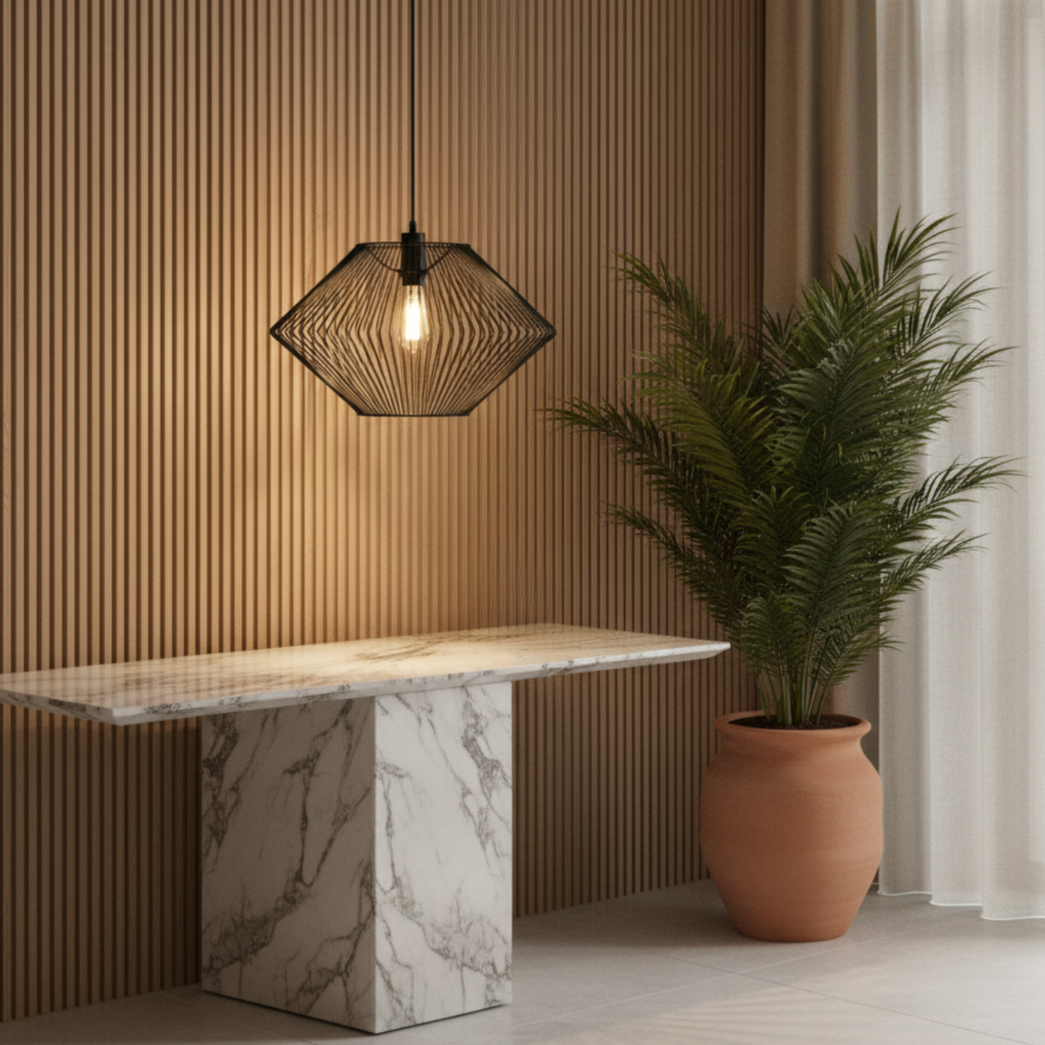 Luminaire Suspension Diamant Noir | Cuisine/Salle à Manger | Fiolla Home