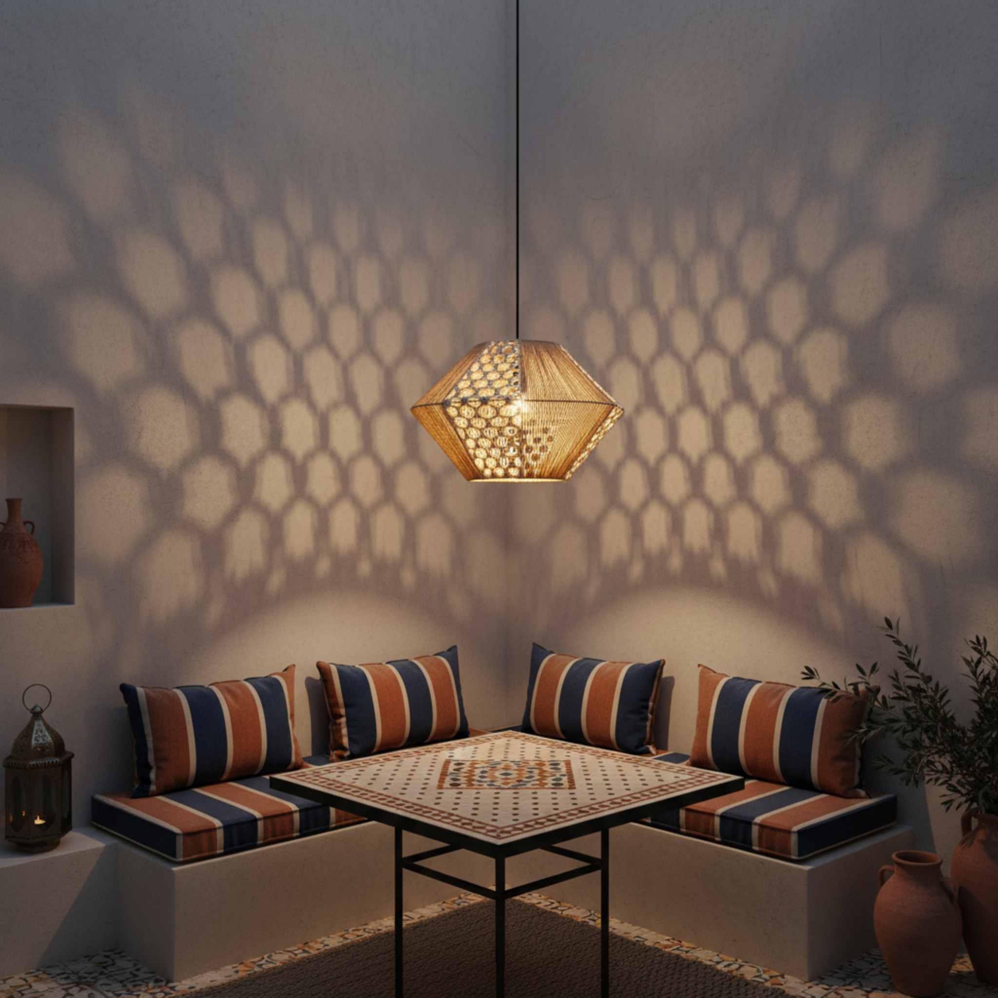 Suspension Jute & Macramé Géométrique | Artisanat Tunisien pour Intérieur Chic