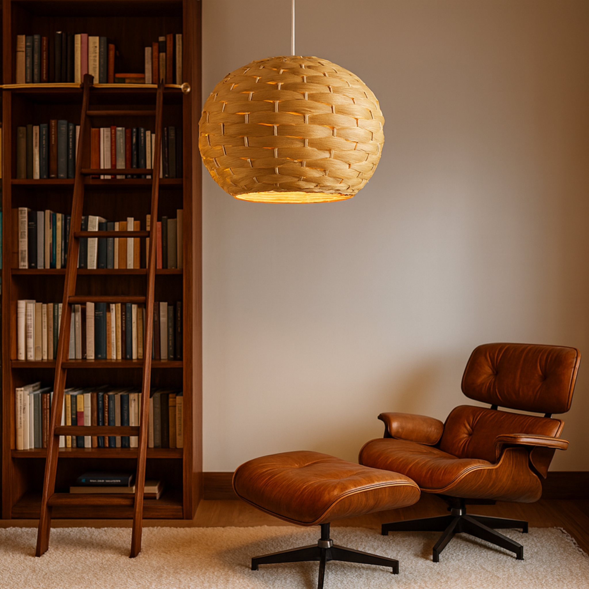 Suspension en Rotin Industriel Tressé | Luminaire Globe | Fiolla Home Tunisie