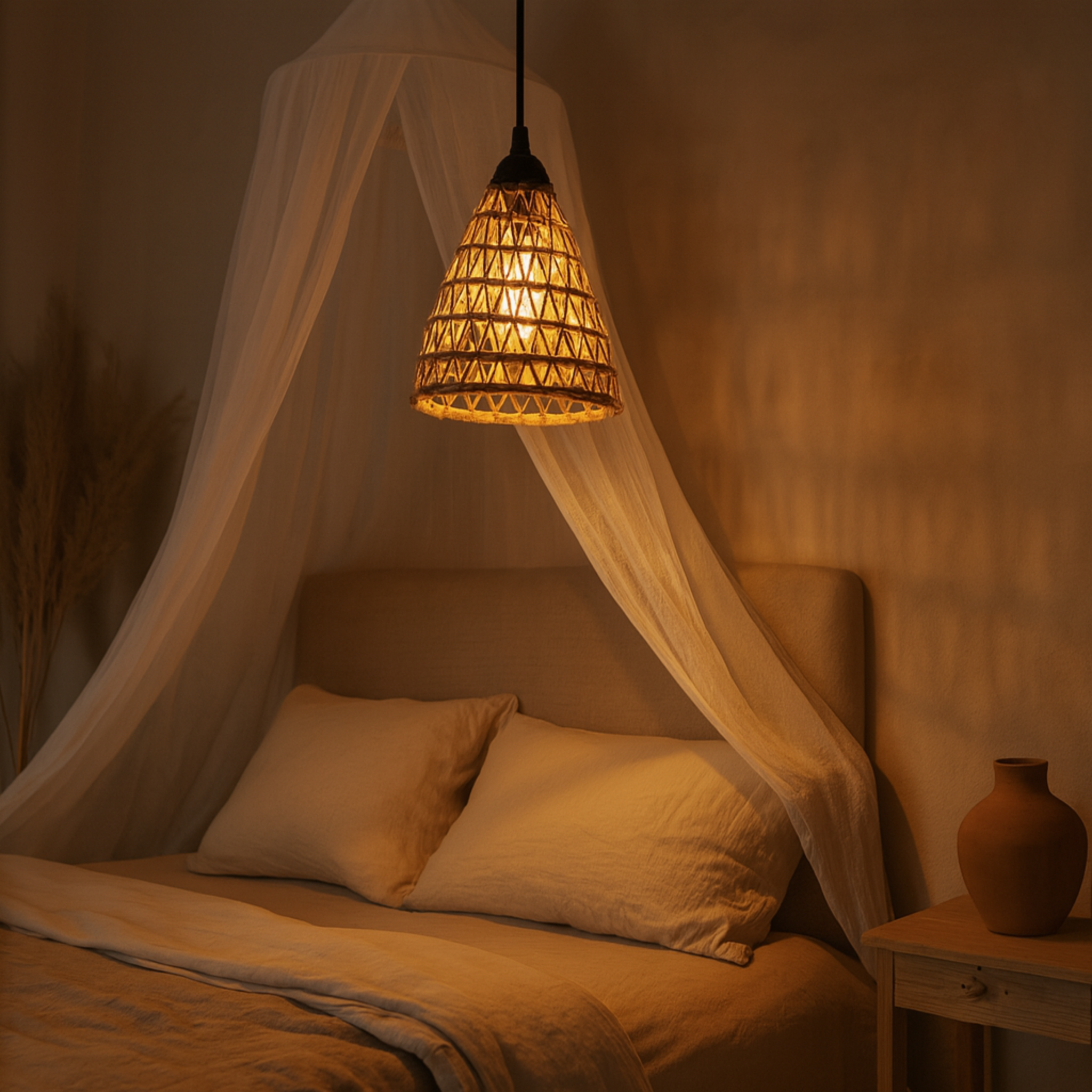 Lustre palmier Tunisie | Cône ajouré bohème chic | Fiolla Home