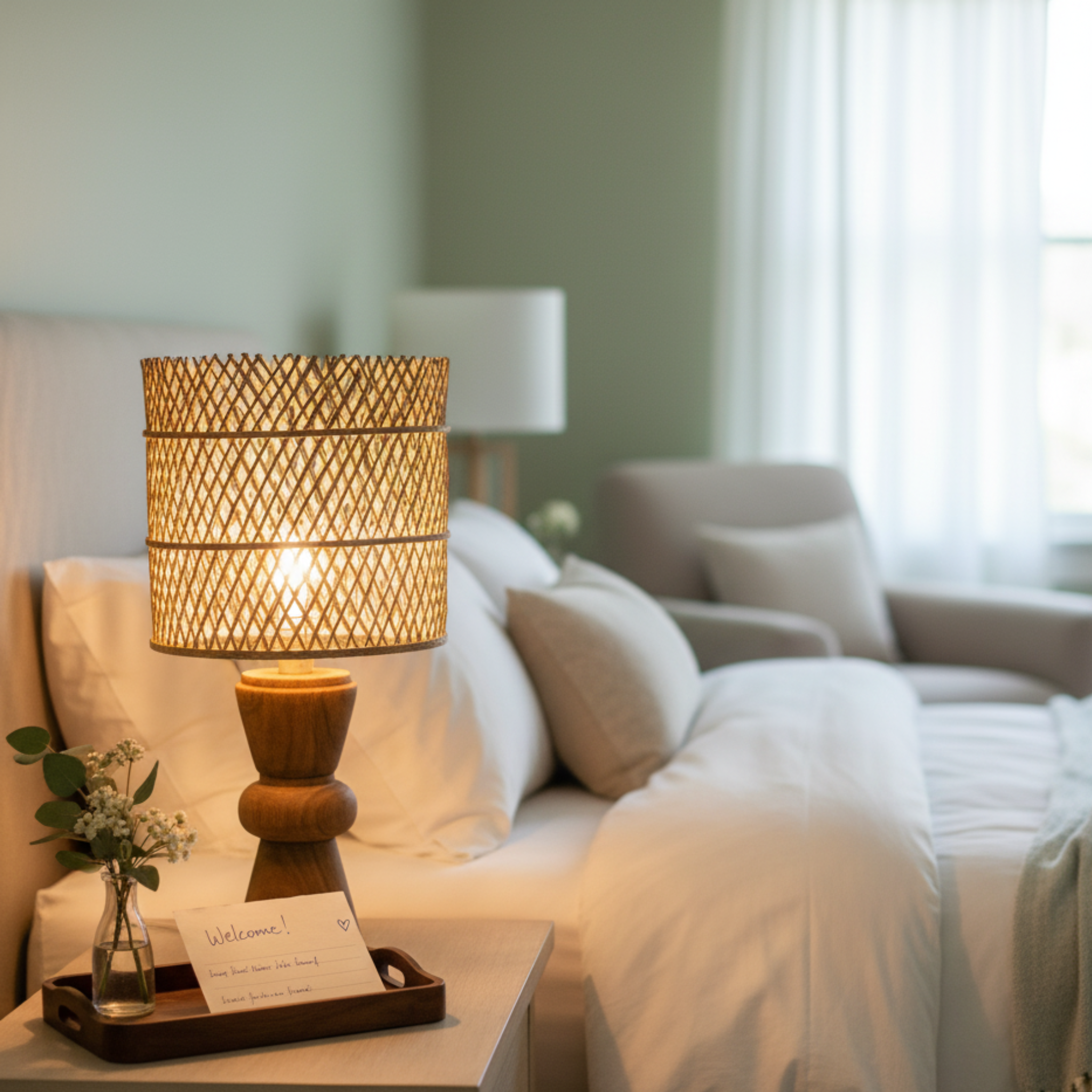 Lampe Veilleuse Bois d'Olivier | Abat-jour Palmier | Fiolla Home Tunisie