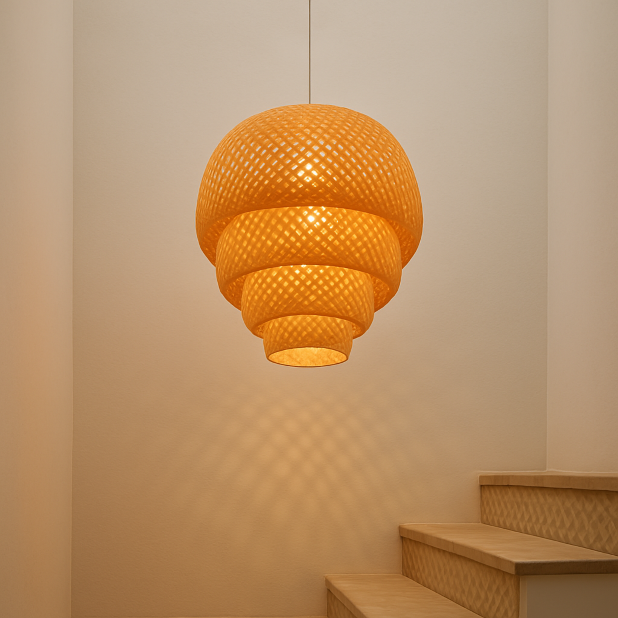 Suspension rotin industriel importé | Coquille spiralée | Fiolla Home