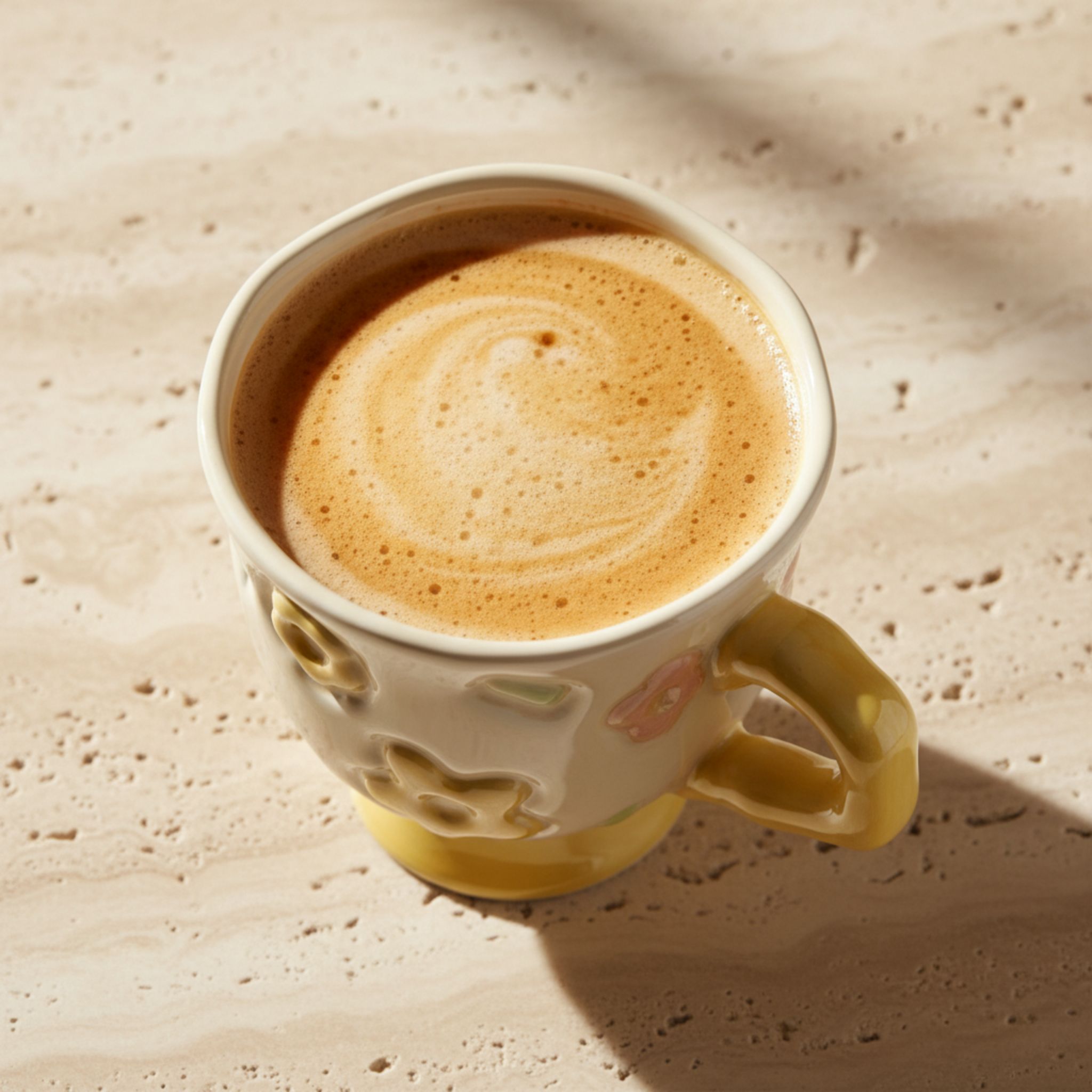 Mug Jaune Design Fleur en Relief en Céramique – Style Moderne Tunisie