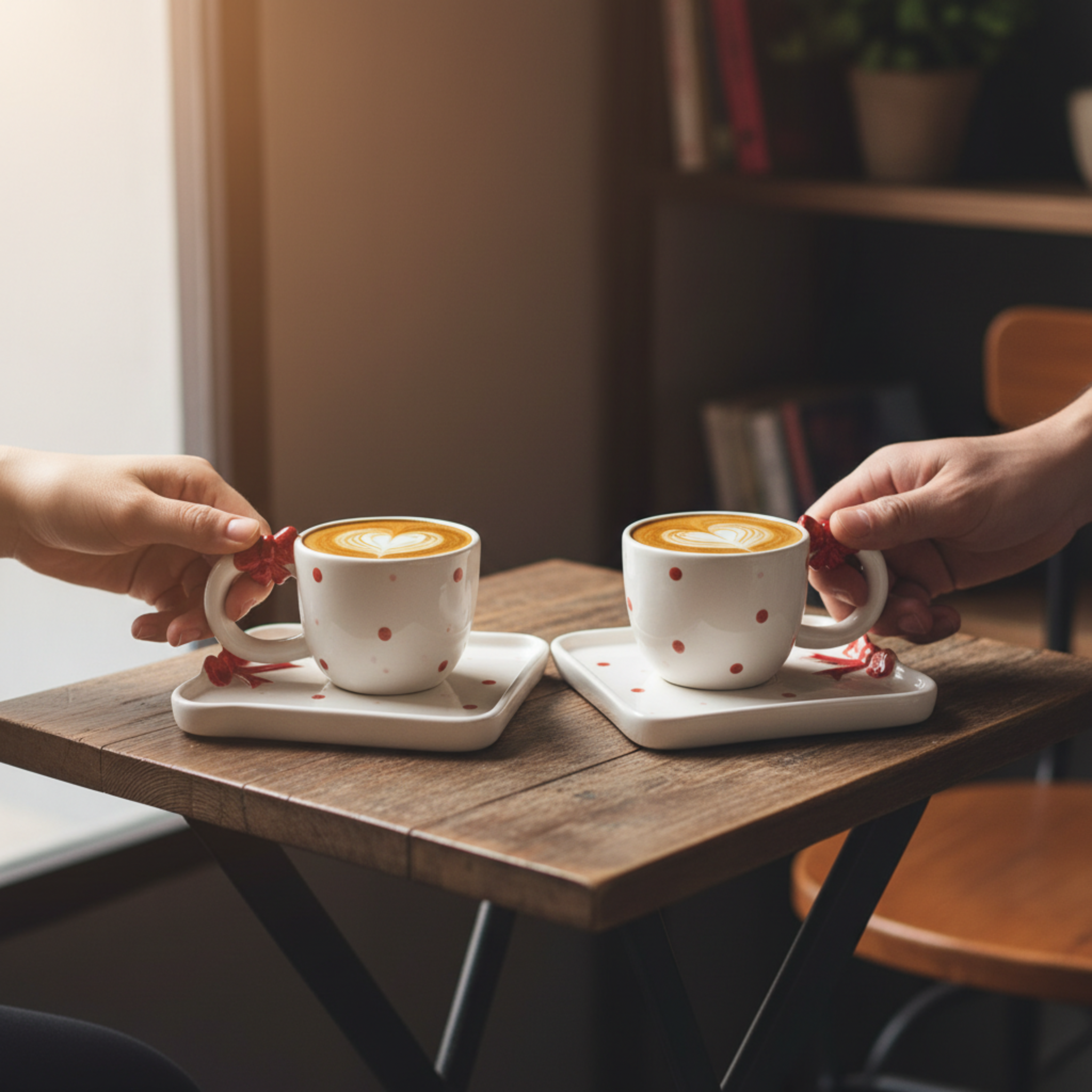 Mug & Sous-Tasse Nœud & Pois – Idée Cadeau Tunisie