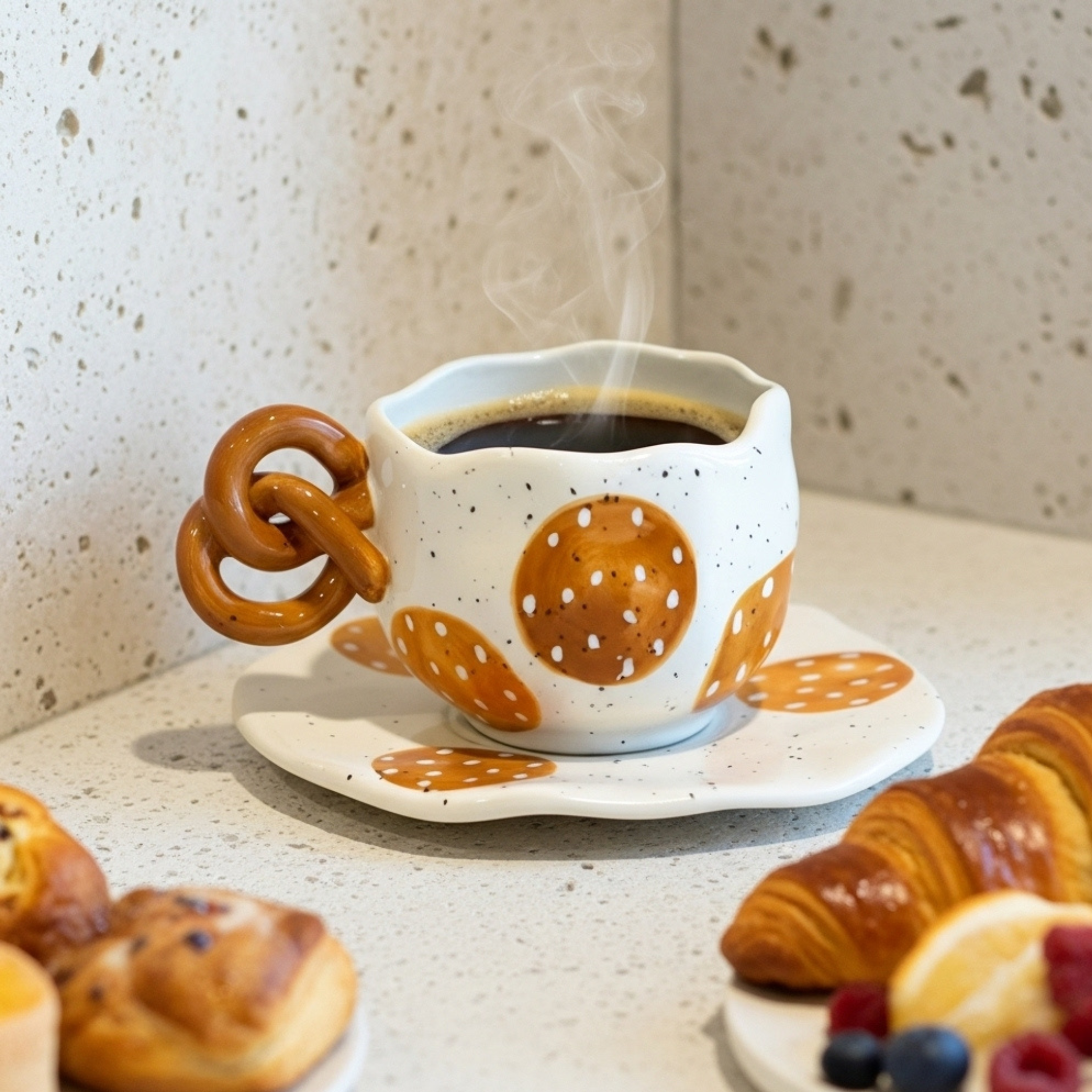 Tasse à Café Artisanale | Anse Originale en Forme de Bretzel